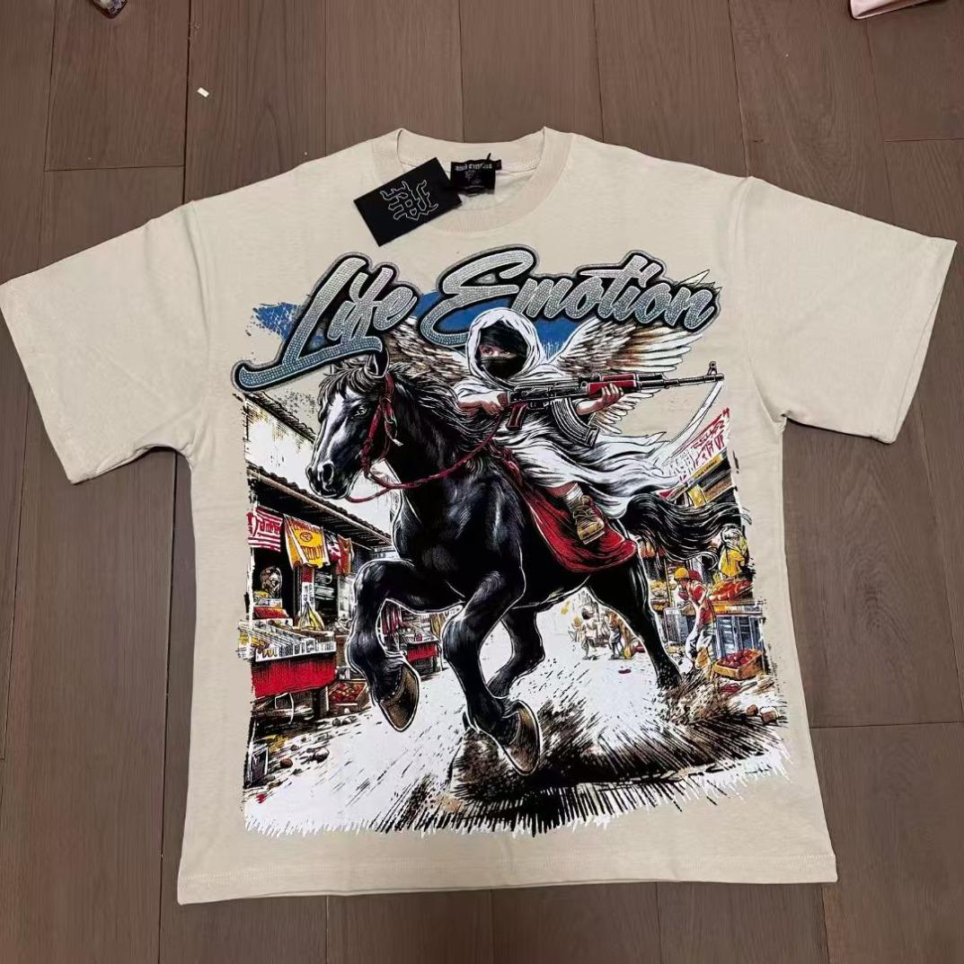 Life Hustlers Masked Angel Archery Diamond Short-Sleeve T-Shirt Unisex Crew Neck Loose Fit Summer Casual T-Shirt for Men and Women