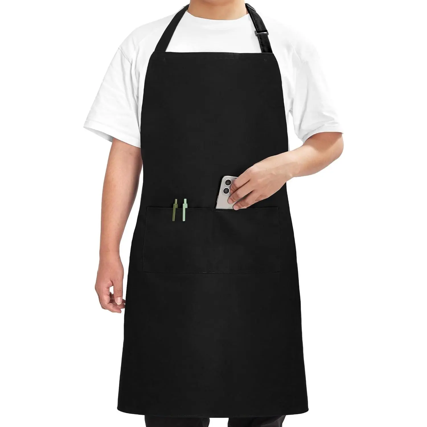 Chef Apron for Men Women Kitchen Cooking Apron with Pockets, Adjustable Bib Aprons Stain Resistant