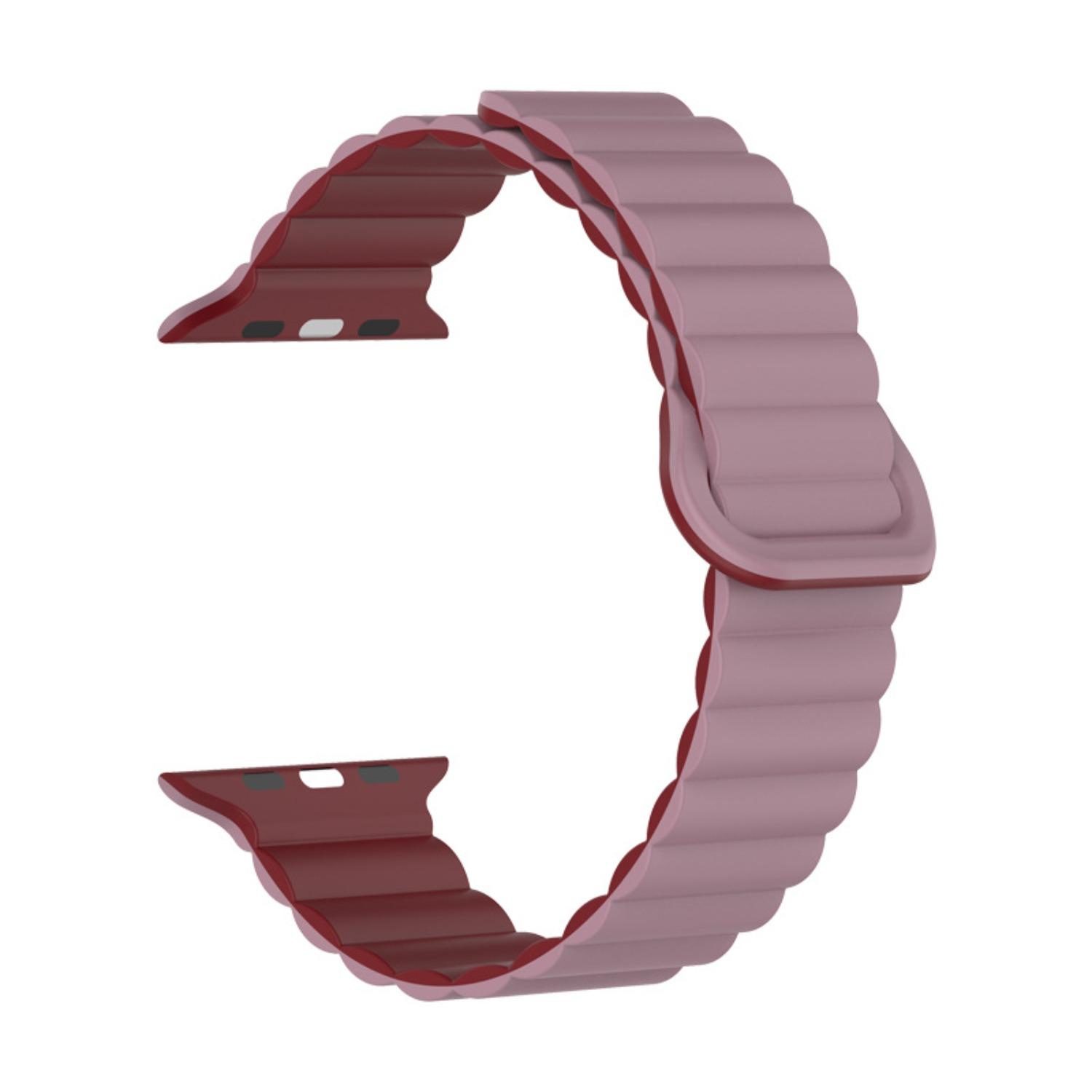 Compatible Apple Watch Band (iWatch Series 1–11) — Two-Tone Silicone Magnetic Loop with Reverse Buckle