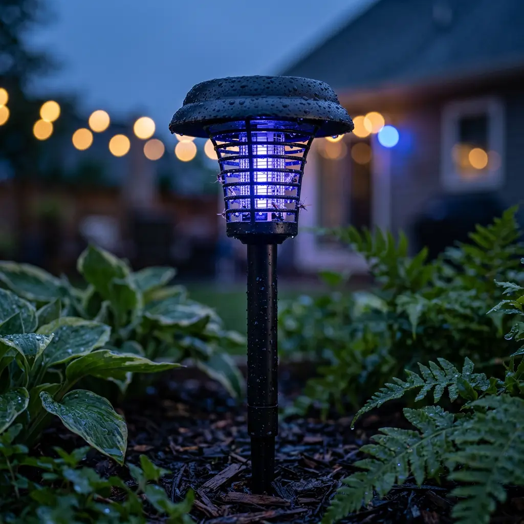 4 Pcs Solar Bug Zapper Waterproof Mosquito Killer Solar Light Power Repellent Lamp for Moth, Gnat, Fly, Small Flying Insect Indoor Outdoor Garden Patio, Purple & White(Black), Mosquito Repellent For Yard, Bug Repellent