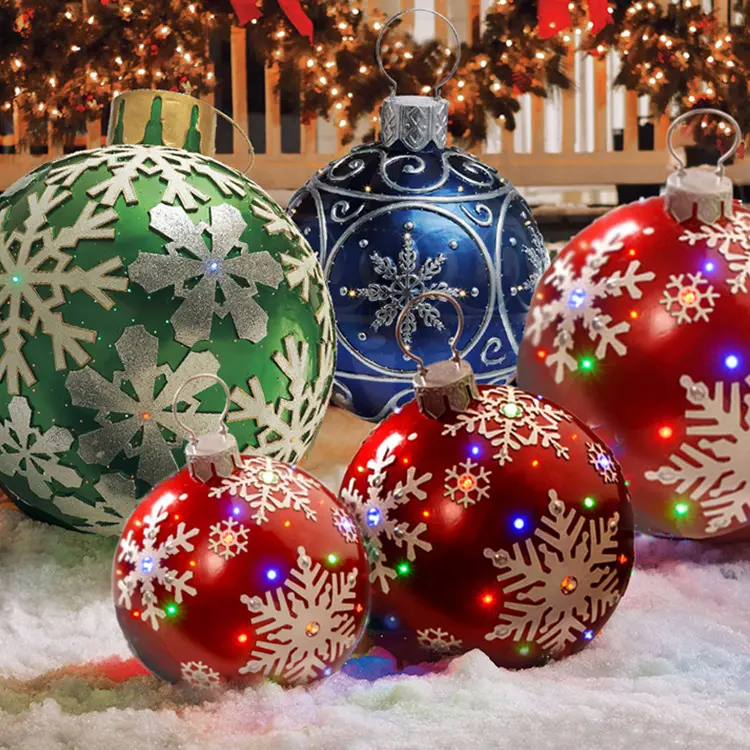 Giant Inflatable PVC Christmas Ornament Ball for Outdoor Holiday Decoration, 60 cm