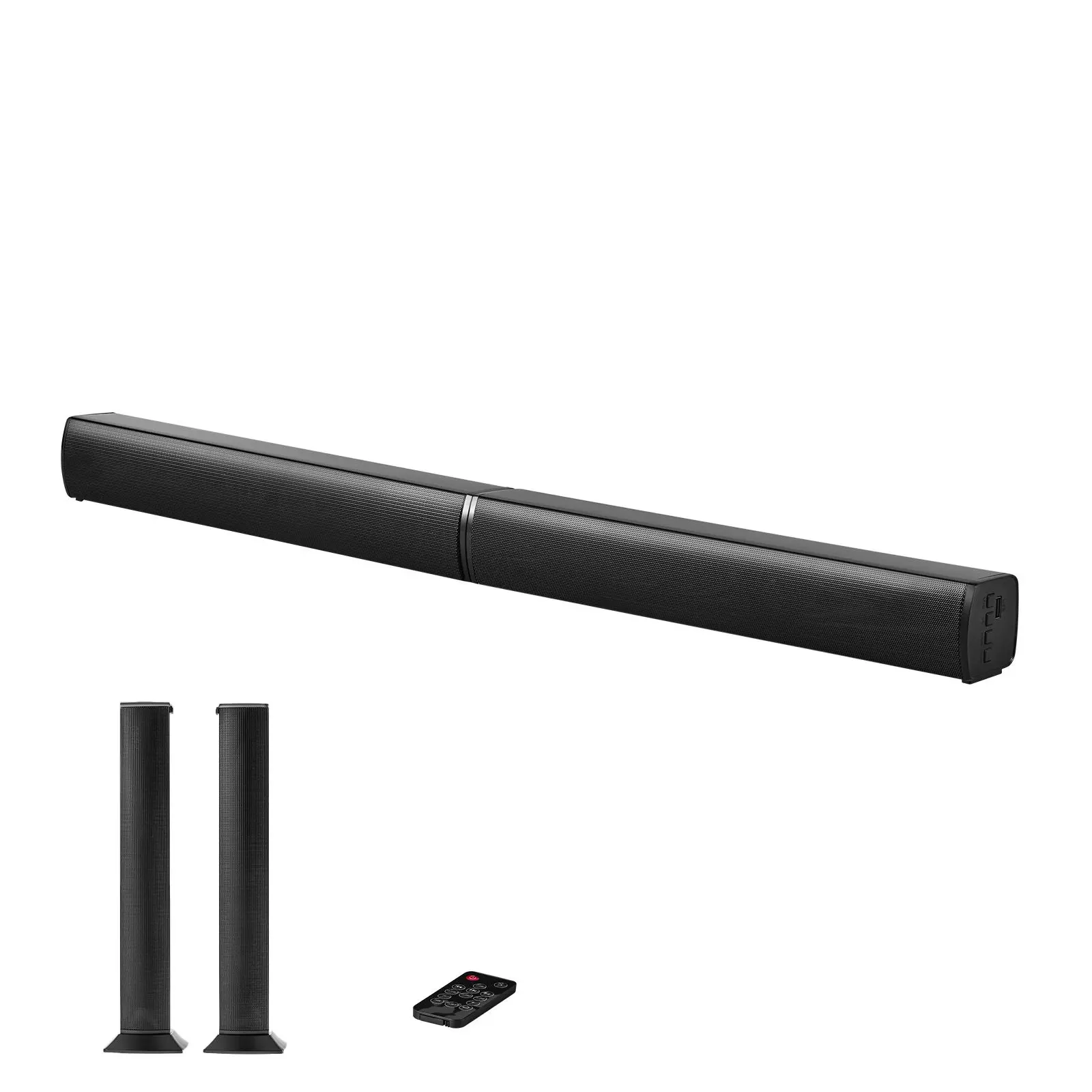 2.0 Channel 32-Inch 2-in-1 Detachable Wireless Sound Bar for Smart TV, 80W Surround Sound Home Theater Audio Speakers, Bluetooth HDMI AUX USB Connections, Remote Control, Ideal for Movies