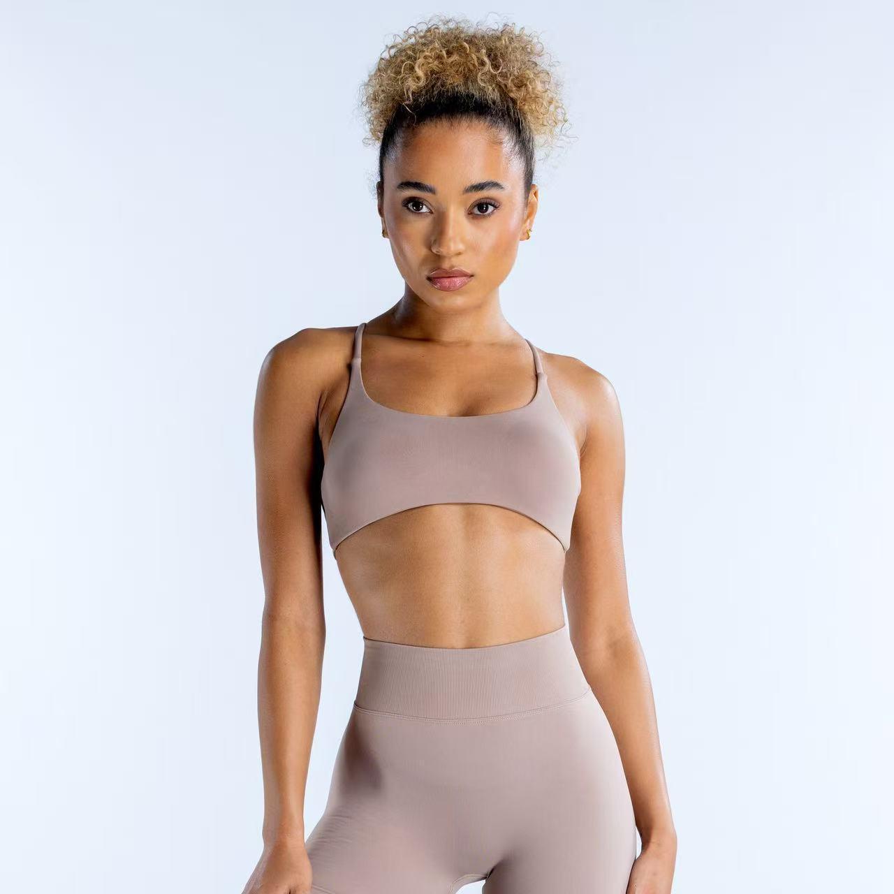 Women's Seamless Open Back Yoga Sports Bra Set Racerback Fitness Tank Top & High Waisted Leggings, Gym Activewear 2 Piece Women's Seamless Open Back Yoga Sports Bra Set Racerback Fitness Tank Top & High Waisted Leggings, Gym Activewear 2 Piece