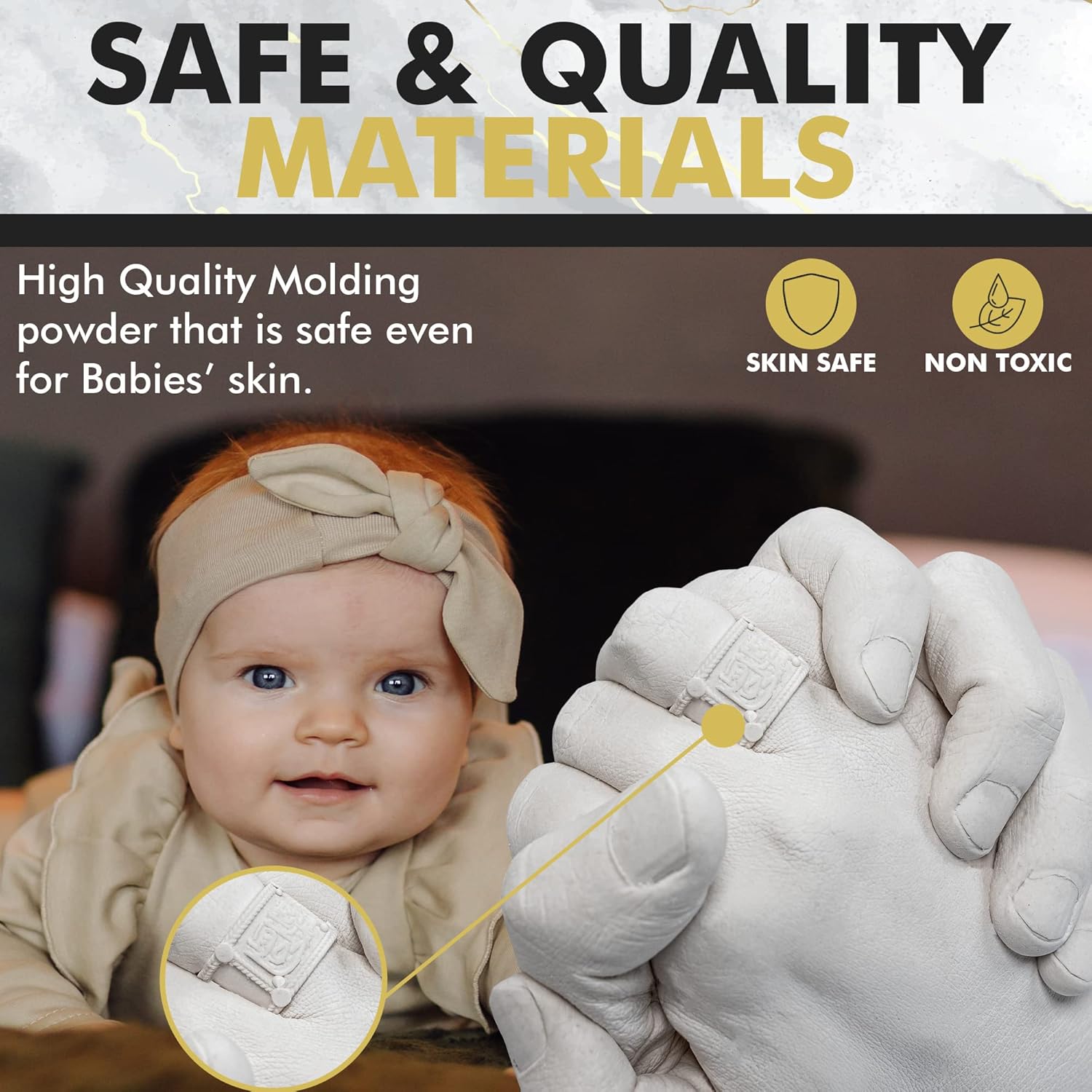 Hand Casting DIY Kit for Couples | Complete kit with  Display, Wooden Base, and Step-by-Step Guide to Create a  Hand molding Christmas