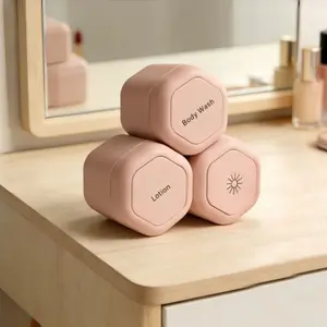 Portable Magnetic Travel Makeup Organizer Set, Leak-Proof Mini Cream Jar, Hexagonal Design, Ideal for Airplane Travel, Compact and Stackable