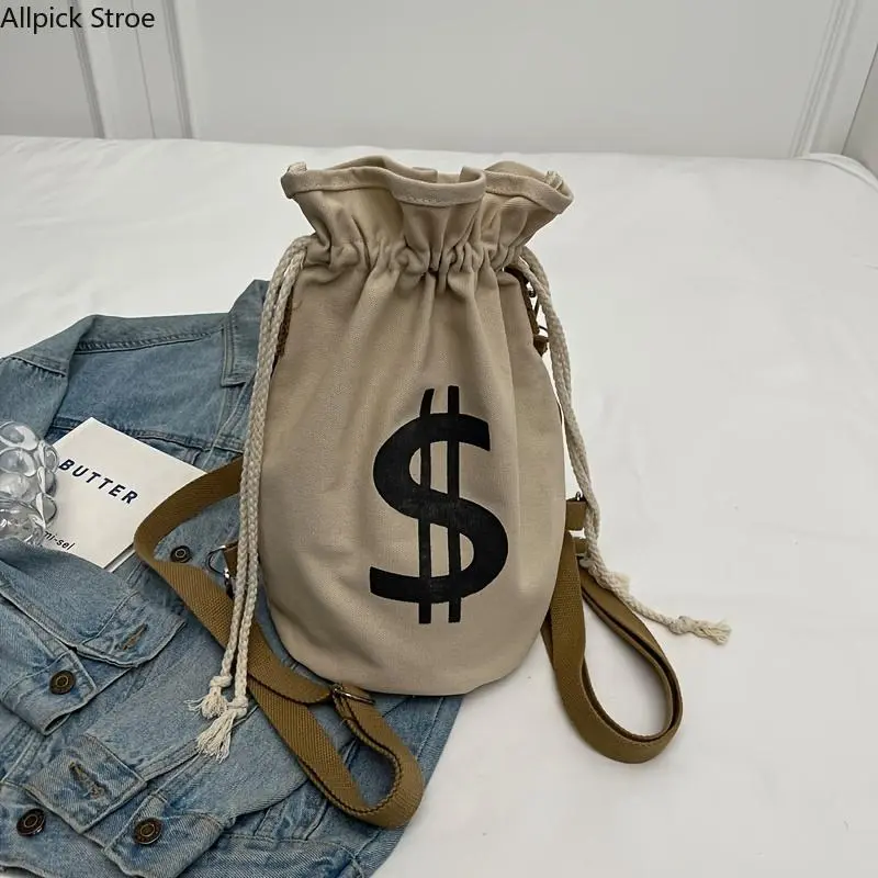 Aesthetic Printed Canvas Backpack for Women, Large Capacity Drawstring Travel Backpack with Comfortable Shoulder Straps, Lightweight Casual Daypack for Work, Shopping, School, Weekend Trips & Everyday Use, Durable Multi-Purpose Bag
