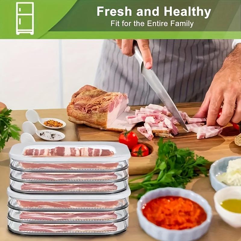 3-Tier Transparent Food Storage Container Set, Food-Grade PP Material Refrigerator Organizer Box, Stackable Kitchen Fresh-Keeping Containers, Suitable for Steak, Deli Meats, Cheese, Grains, and Other Food Storage and Organization, Space-Saving