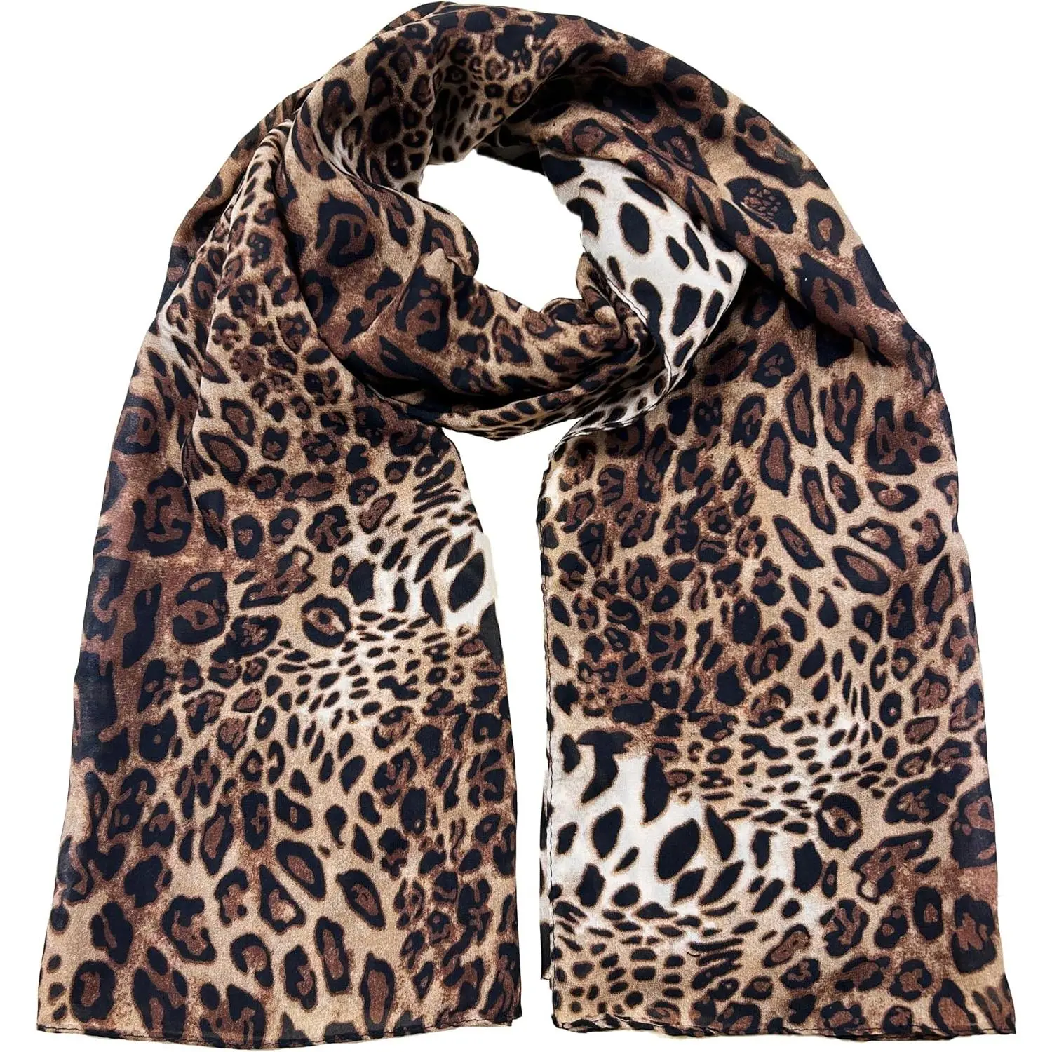 Women Leopard Print Shawl Scarf Lightweight Chiffon  Scarves Shawl