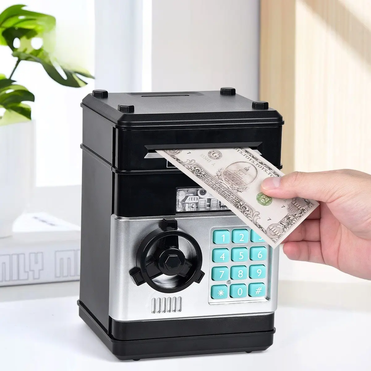 Electronic Mini ATM Coin Bank for Kids, Auto Count Cash Saving Piggy Bank, Lightweight Password Safe Money Savings Box, Ideal Birthday Holiday Gift & Cute Home Decor