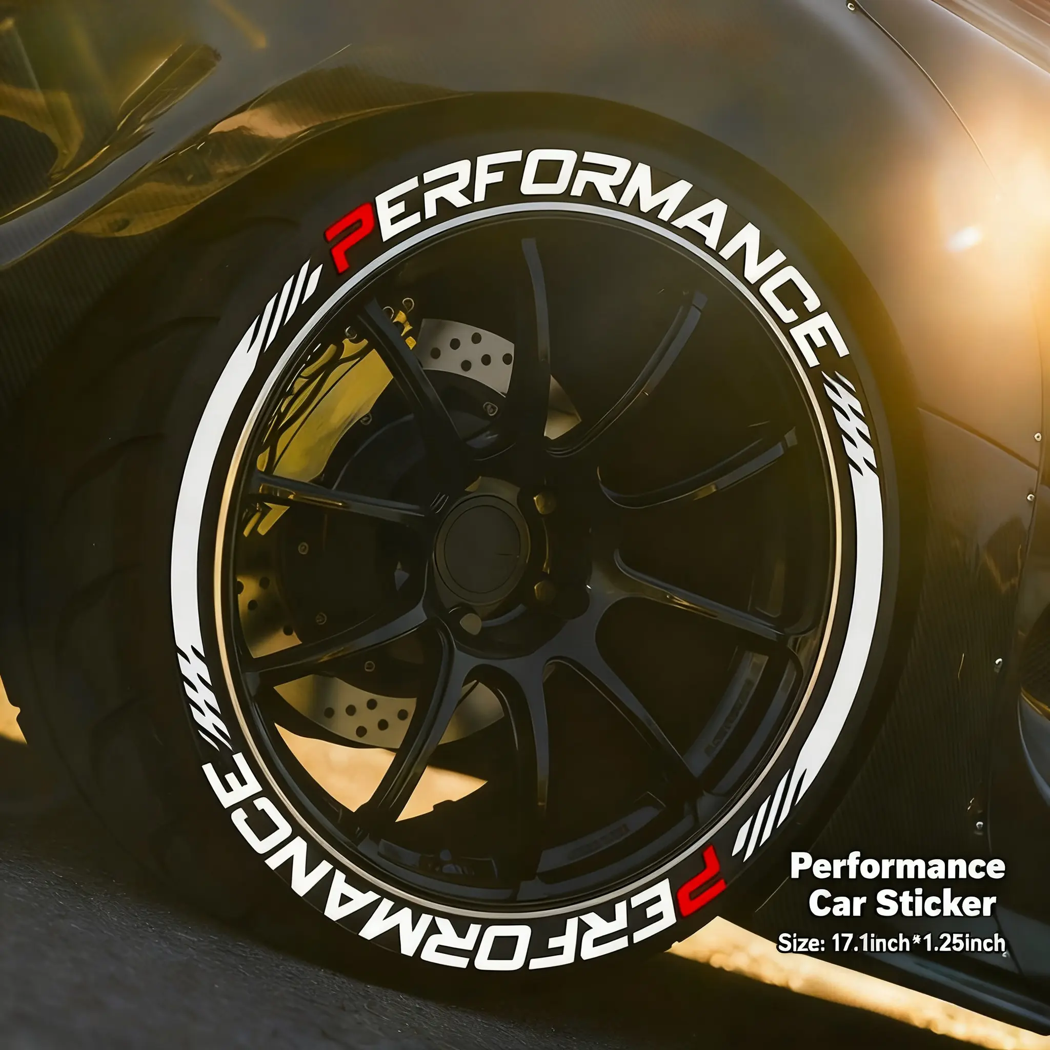 8PCS JDM Style Performance Rim Decal Set - Universal Reflective Waterproof Wheel Stickers for Cars&trucks, Auto Exterior Decor Upgrade, Paper, Wheel Decor