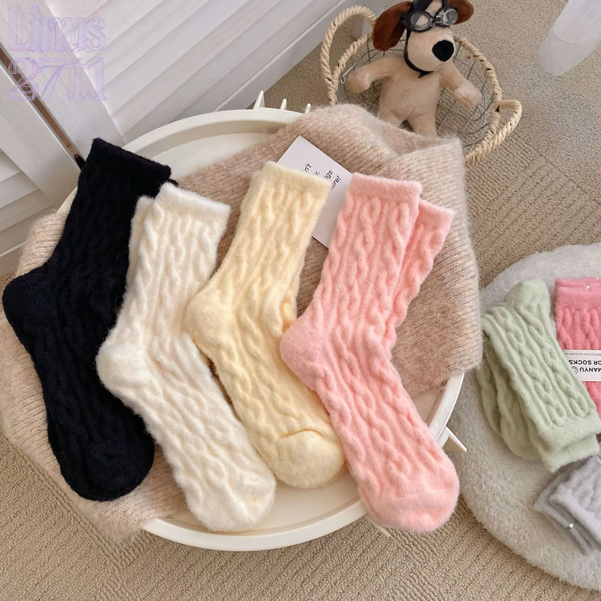 5 Pairs Twist Coral Fleece Fuzzy Socks Women Thick Thermal Warm Sleep Socks Loose Comfort Winter Indoor Lounge Maternity Home Socks
