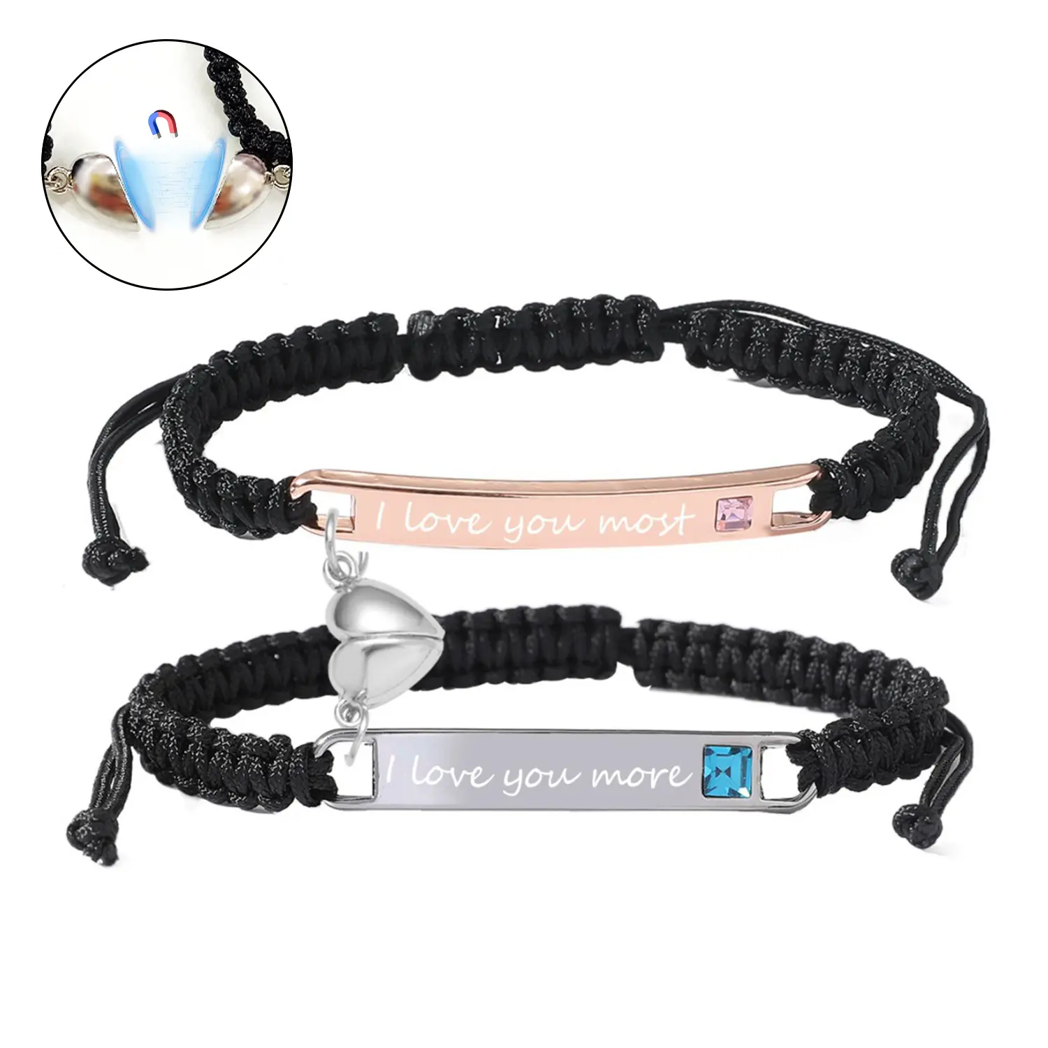 Adjustable Couple Heart Bracelet Set - Matching Heart Charm Jewelry, Trendy Fashion Gift for Birthday, Anniversary Gift,back to school,back to school haul
