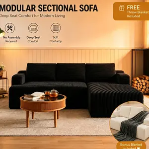 [2 Packages Shipping] Shape Plush Corduroy Velvet Modern Sofa with Deep Seat, Upholstered Couches for Living Room & Bedroom, No Assembly Required,tiktokshopmemorialday