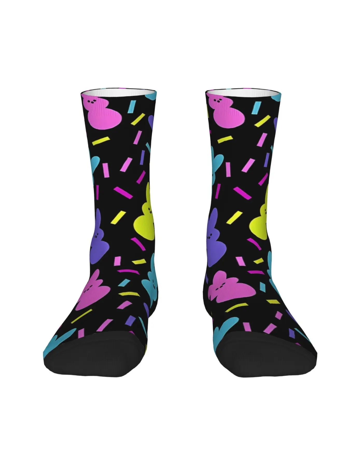 Hip Hop Vintage Colorful Easter Candy Bunny Socks, Compression Sock, Unisex Street Style, Funny Novelty Crew Sock, Perfect Gift, Knitted Crew Socks