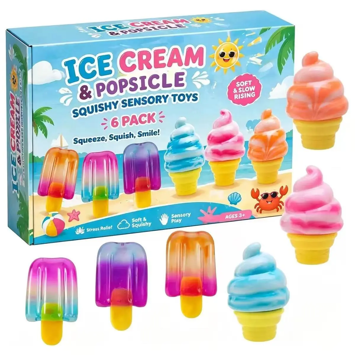 Bestselling Ice Cream Bar Mallow Candy Stress Relief Toy, Slow Rebound Decompression Squishy Pressure Release Fun Game, Perfect for Relaxing and Entertainment