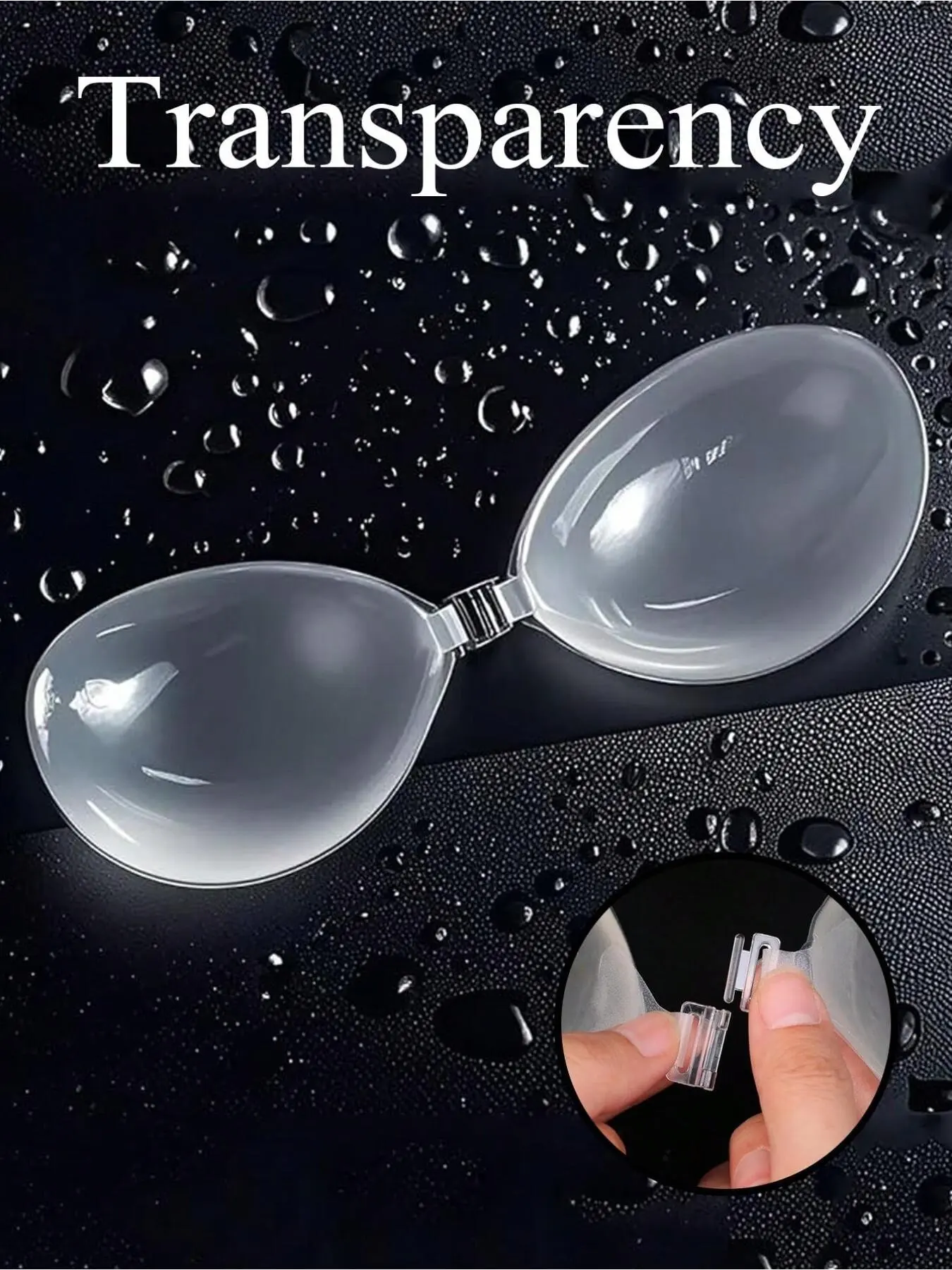 Women's transparent sticky gathering bra, gathers the breasts, prevents them from spreading outward, invisible and seamless bra pads, no shoulder straps bra, suitable for dresses, wedding gowns, formal wear, bikinis