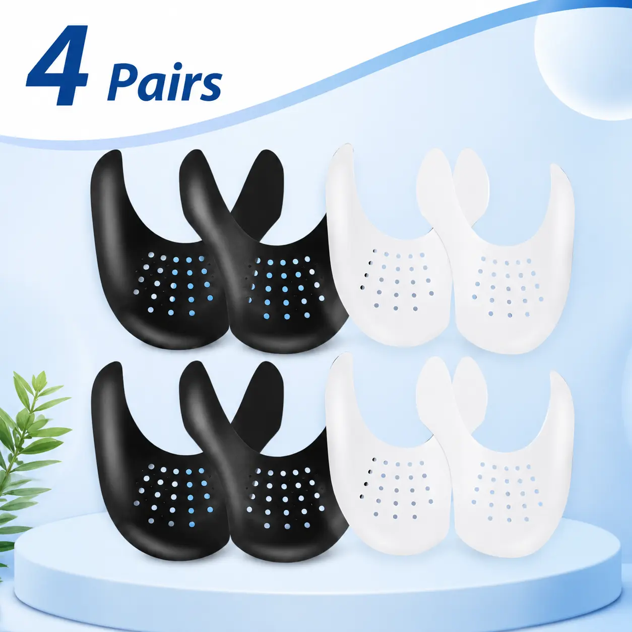 4 Pairs Shoe Crease Protectors, Anti-Wrinkle Sneaker Toe Box Guards, Shoe Shields for Men Women, Sneakerheads, Basketball Shoes, Running Shoes, Casual Shoes, Daily Wear, Travel, Fit Men US7-12 Women US5-9