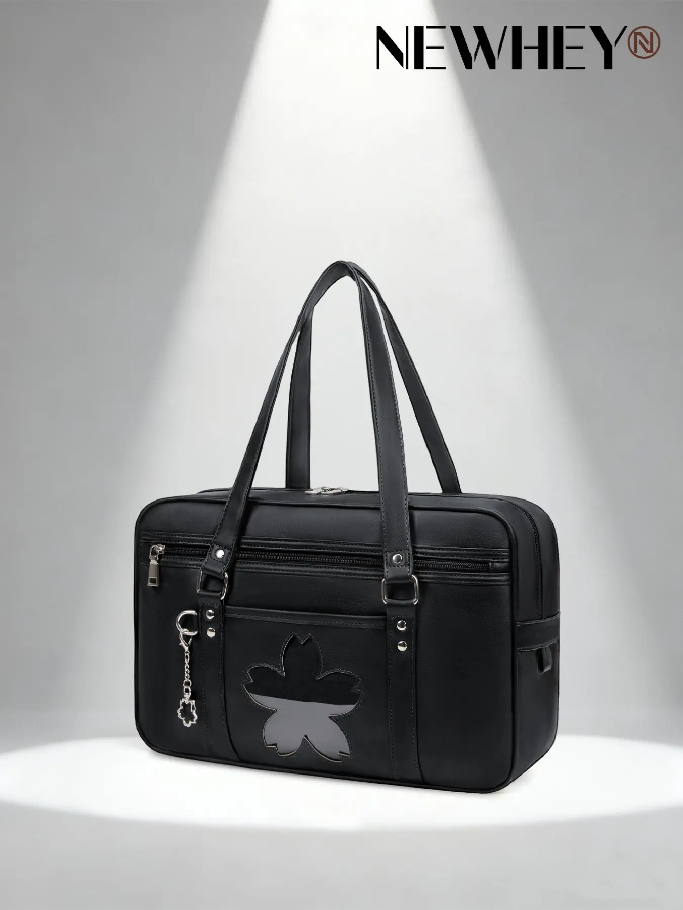 Japanese Style Boston School Bag, Durable PU Leather, Spacious Main Compartment, Tsa Approved, Cute Design, All Seasons Use