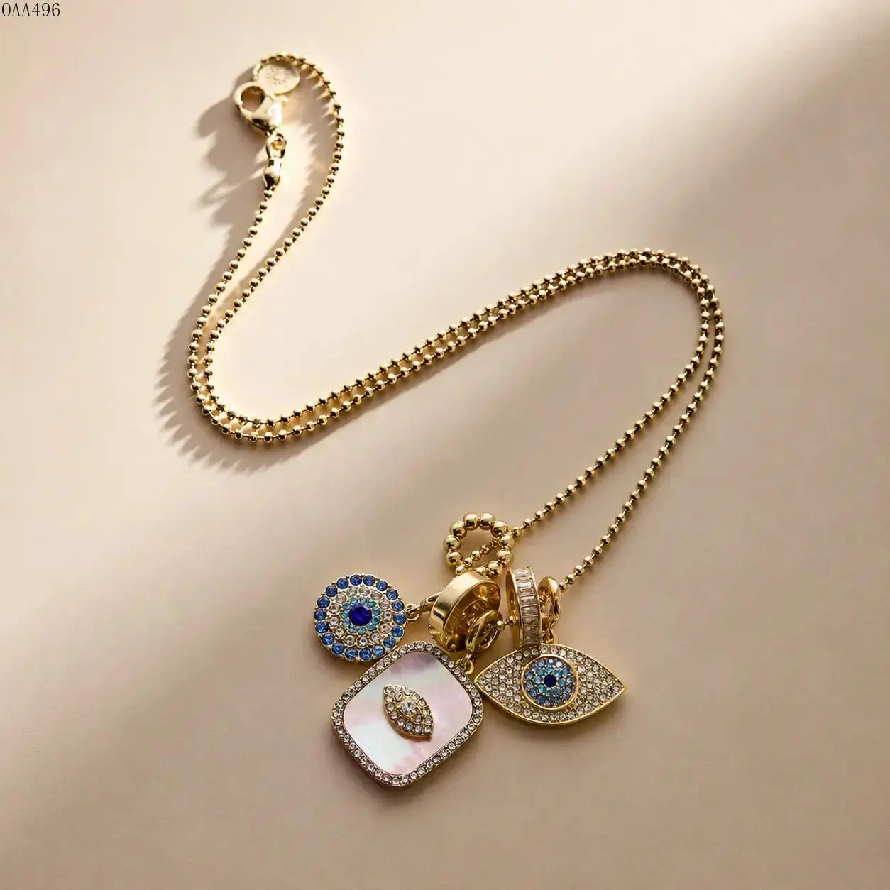 Women's Evil Eye Pendant Necklace Bag Accessory for Women, Gold-Plated Stainless Steel Adjustable Layered Chain, Turquoise Beaded Charm, Glass Stone, Boho Minimalist for Daily Use & Gifting, Accessories For Women