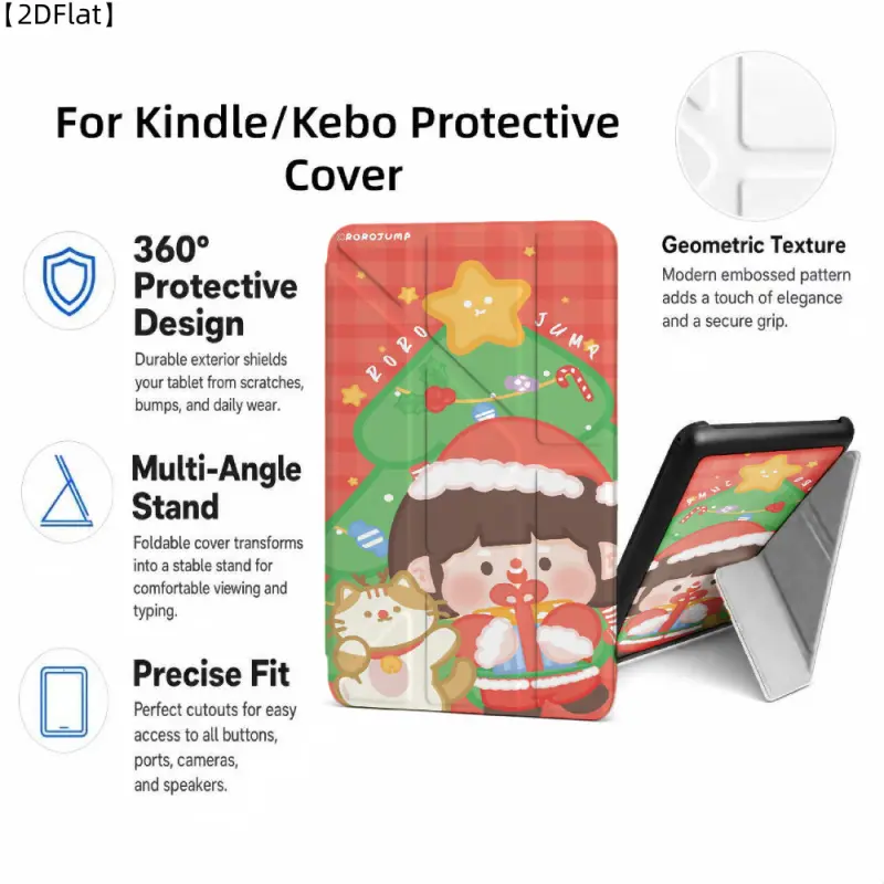 For Kindle/Kobo/Tolino Case, with stand Christmas Tree Santa Cat Star for New Kindle 11Th 2019, for Kindle 11th Generation Case for Kindle 11Th (2022/2024), 6-Inch, 7-Inch Kindle Paperwhite 12Th Generation 2024 Vision Color (2024) /Vision 6 (2021）/Shine C