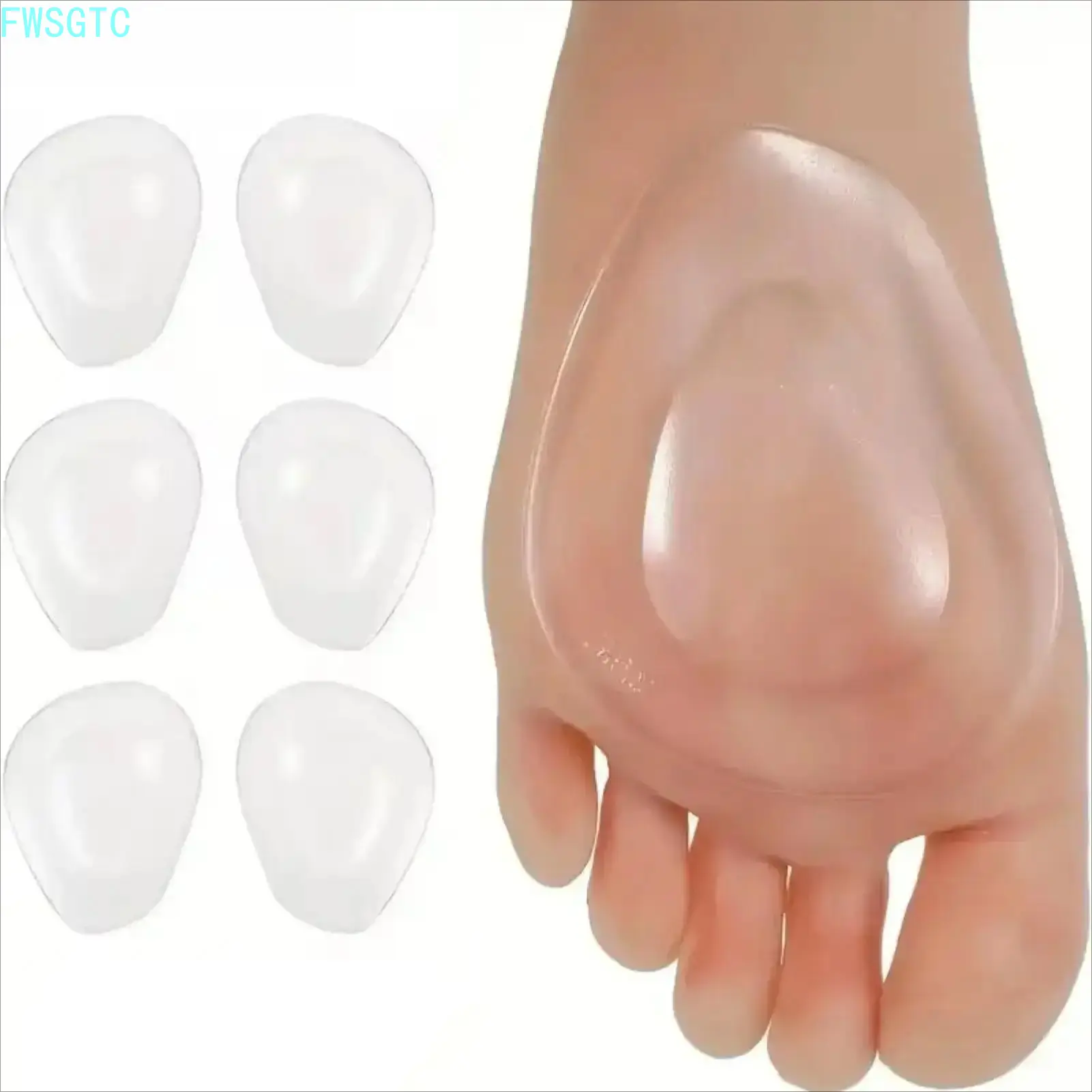 6 Pack Gel Insoles For High Heels, Unisex Soft Silicone Triangle Cushion Pads, Anti Slip Shock Absorbing Reusable Shoe Inserts, Comfort Foot Support Suitable For Daily Wear Parties And Long Standing Activities
