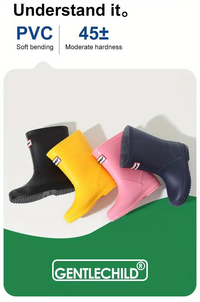 [Soft Rubber Rain Boots] Lightweight Rain Boots |           Boys Outdoor Simple Boots 2-8 Years Old Kindergarten Students Soft Non-Slip All-Season High-Quality Shoes School Day Camping Beach Garden Play Integrated Design Keep Feet Dry