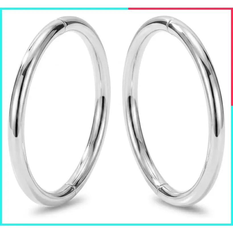 2Pcs 925 Solid Sterling Silver Hinged Sleeper Earrings Handmade in Australia – 18G Hypoallergenic Nickel Free Hoop Ring for Nose Lip Septum Tragus Helix, 8mm-14mm