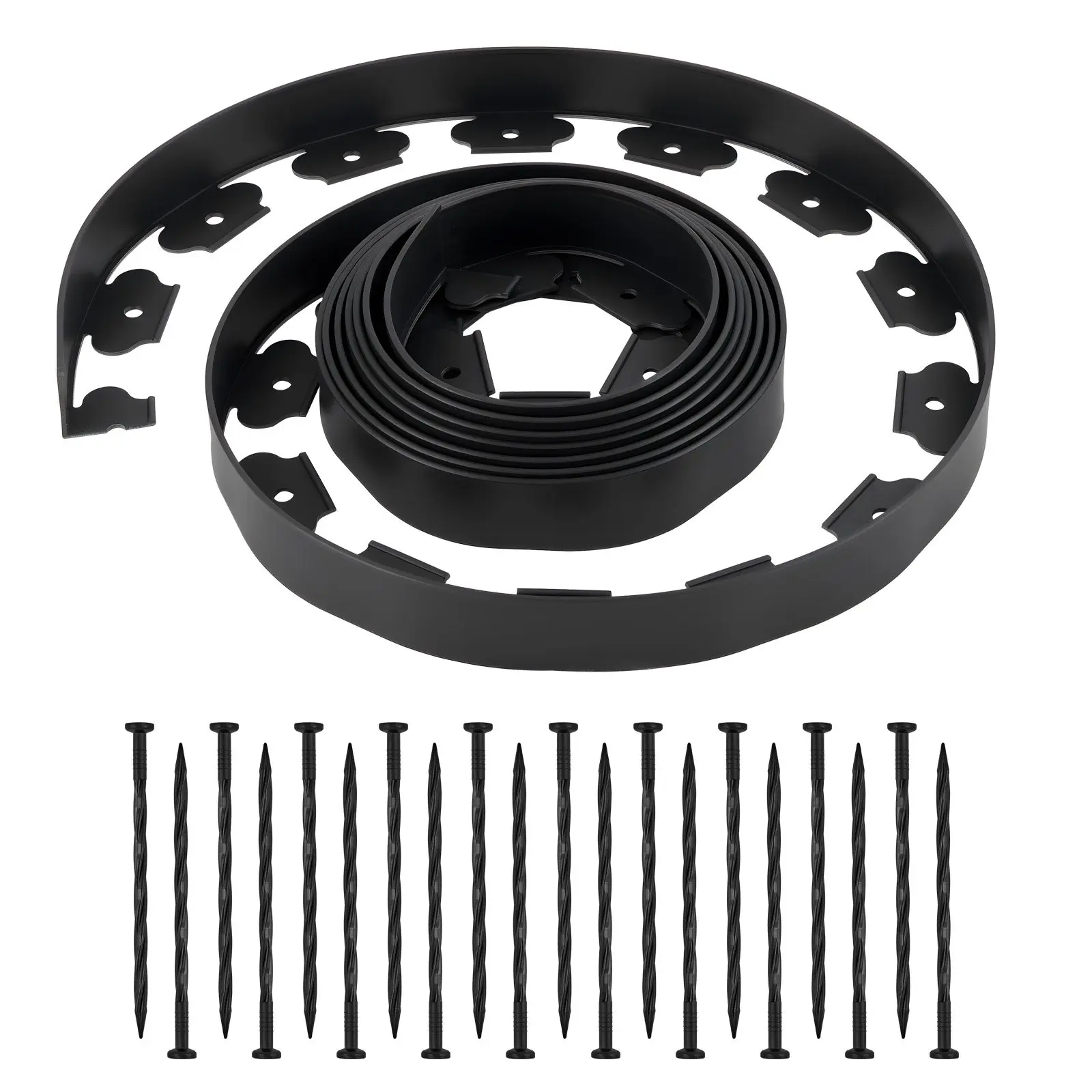 VEVOR Landscape Edging, 20 ft x 2 in Plastic Garden Border Edging with 120 Spikes, No Dig, Flexible Lawn Edgings Roll, UV-Resistant Mini Fence Borders Pathway Edgings for Flower Beds Yard Paver
