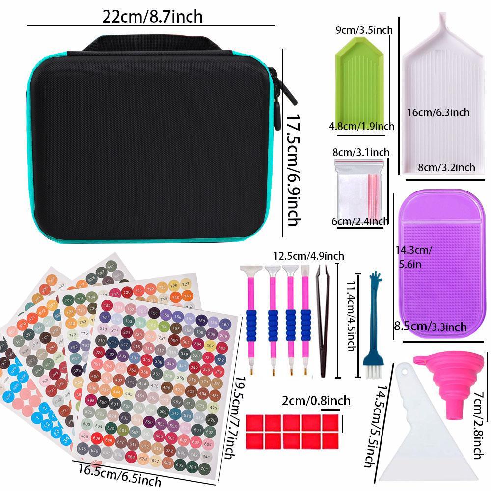 Diamond Arts Colorful Painting Carrying Case & Tool Set, 1 Set Handheld Multifunctional Diamond Arts Tool Storage Container, DIY Painting Tool Supplies, Diamond Art Tools