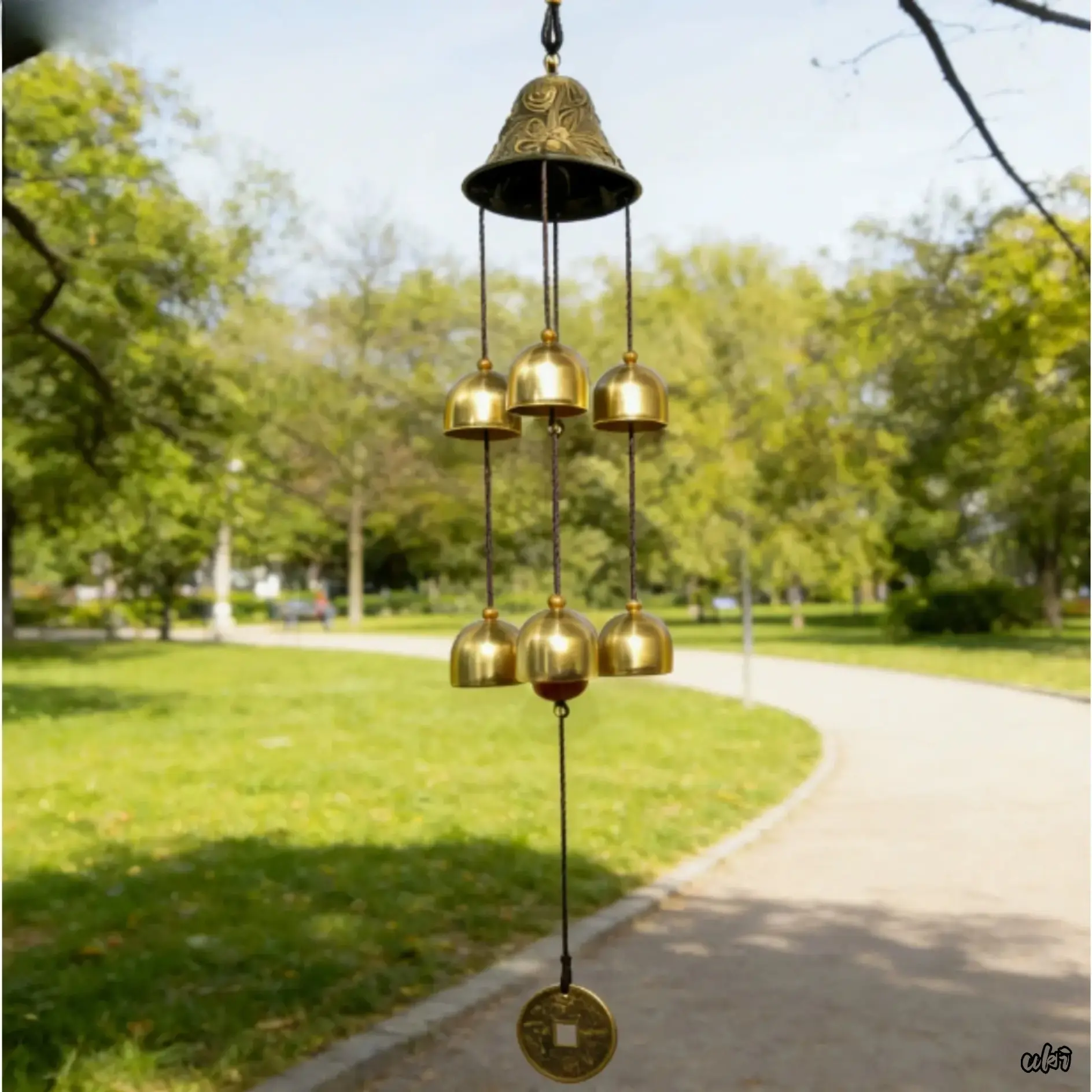 Vintage Wind Chime with Textured Metal Design, 6 Tuned Tubes for Melodious Sound, Easy to Hang Decor for Patios & Indoor Use, Hanging, Home Rooms, Outdoor Gardens, Relax Your Mood