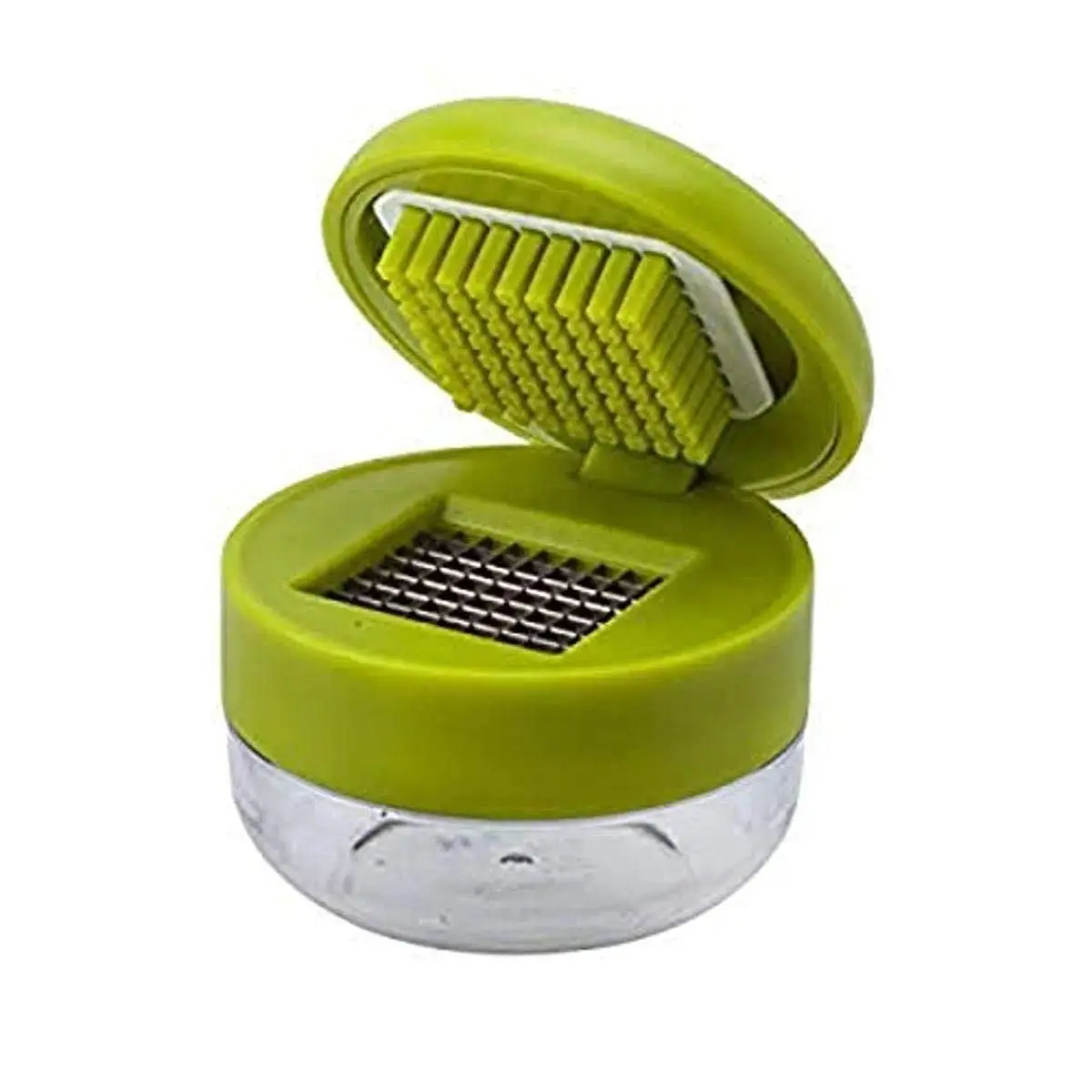 Mini Garlic Chopper and Press with Container, Manual Garlic Mincer Crusher Cutter Grinder, Durable Stainless Steel Blades, Handheld Garlic Slicer Dicer Zoom Tool – Green, Household Essentials, Kitchen Utensils & Gadgets