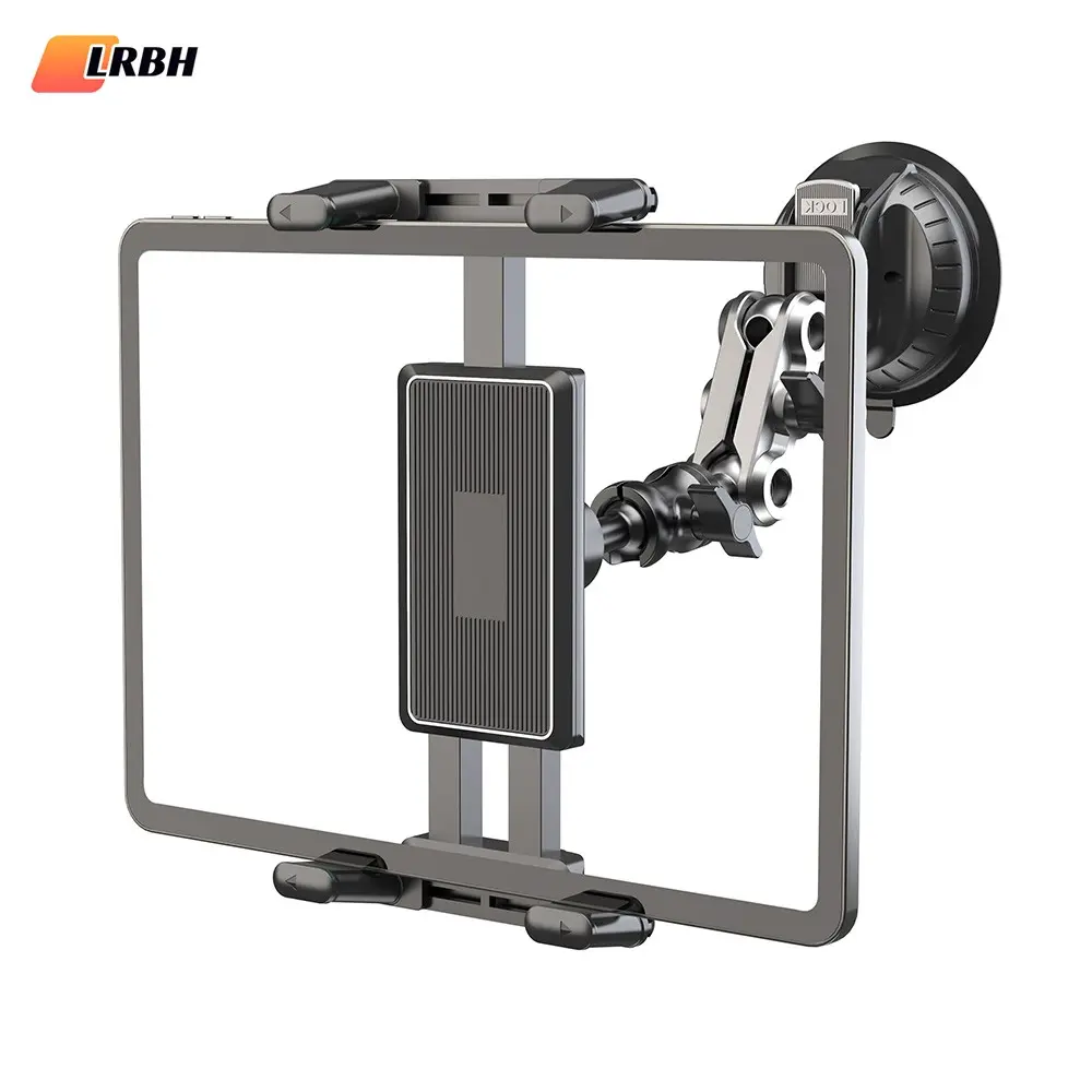 LRBH Car Suction Cup Tablet Holder, 360° Rotatable Car Tablet Holder, Adjustable Car Tablet & Phone Stand for 4-12 Inch Tablet & Phone, Tablet Mount for Car