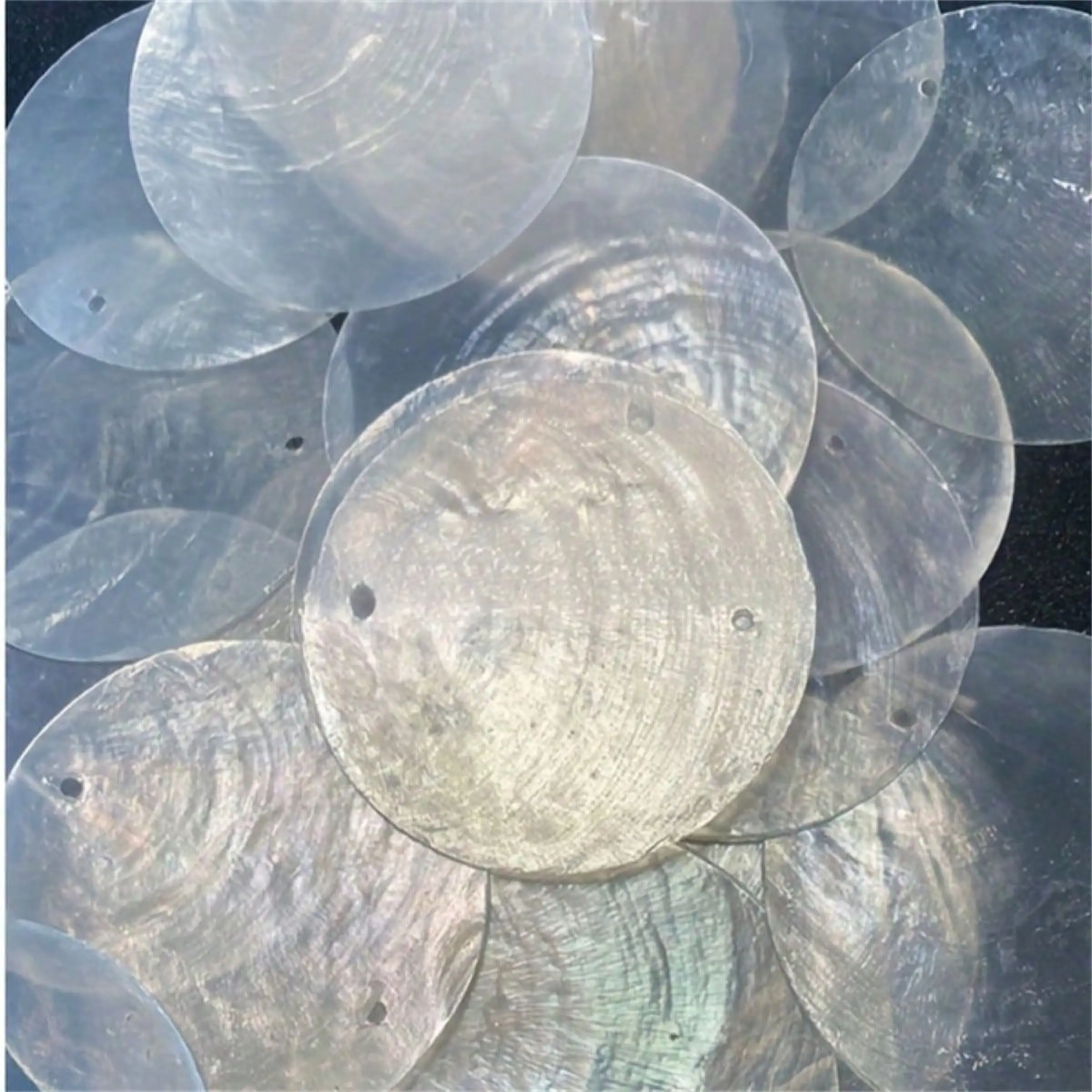 30/60/100pcs Double-Hole Mirror Shell Pieces, Handmade DIY Materials, Dyeable, Wind Chime Accessories, Home & Wedding Decoration, Gift Making