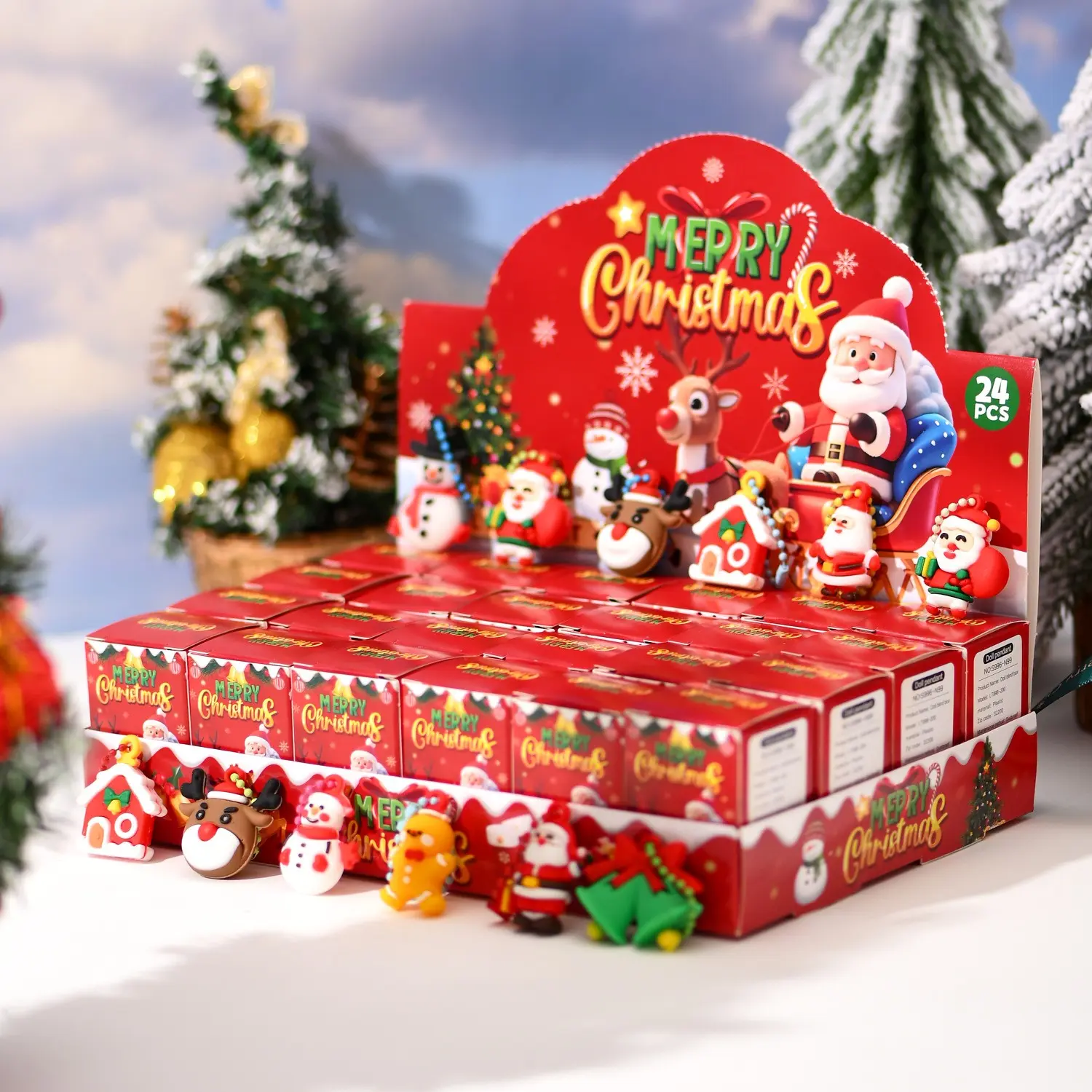 24pcs Christmas Advent Calendar Blind Box,24 Days Xmas Countdown,Santa Reindeer Snowman Gingerbread Man Soft PVC Figure Keychain Pendant,Cute Mini Doll Key Charms Ornaments,Holiday Surprise Toy Gift,Christmas Stocking Stuffers And Party Favors Decor