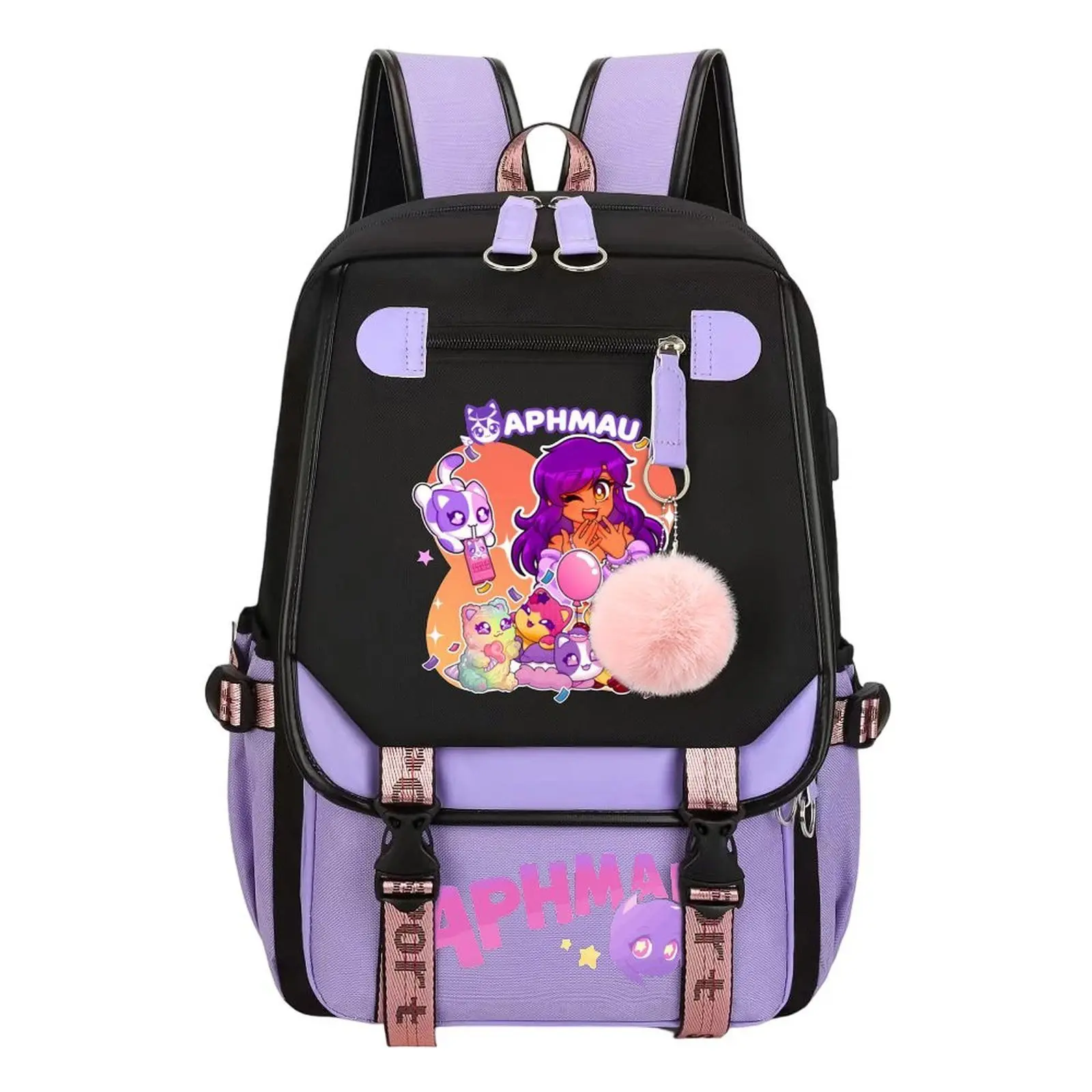 Aphmau Meemeows Print Backpack, Back to School Haul 1-Size Campus Life Bag for Teen Students, Water-Resistant Durable, Large Capacity, Built-In Organizer Multi-Pocket, Perfect for Birthdays, 11.4in × 18.1in, One Size