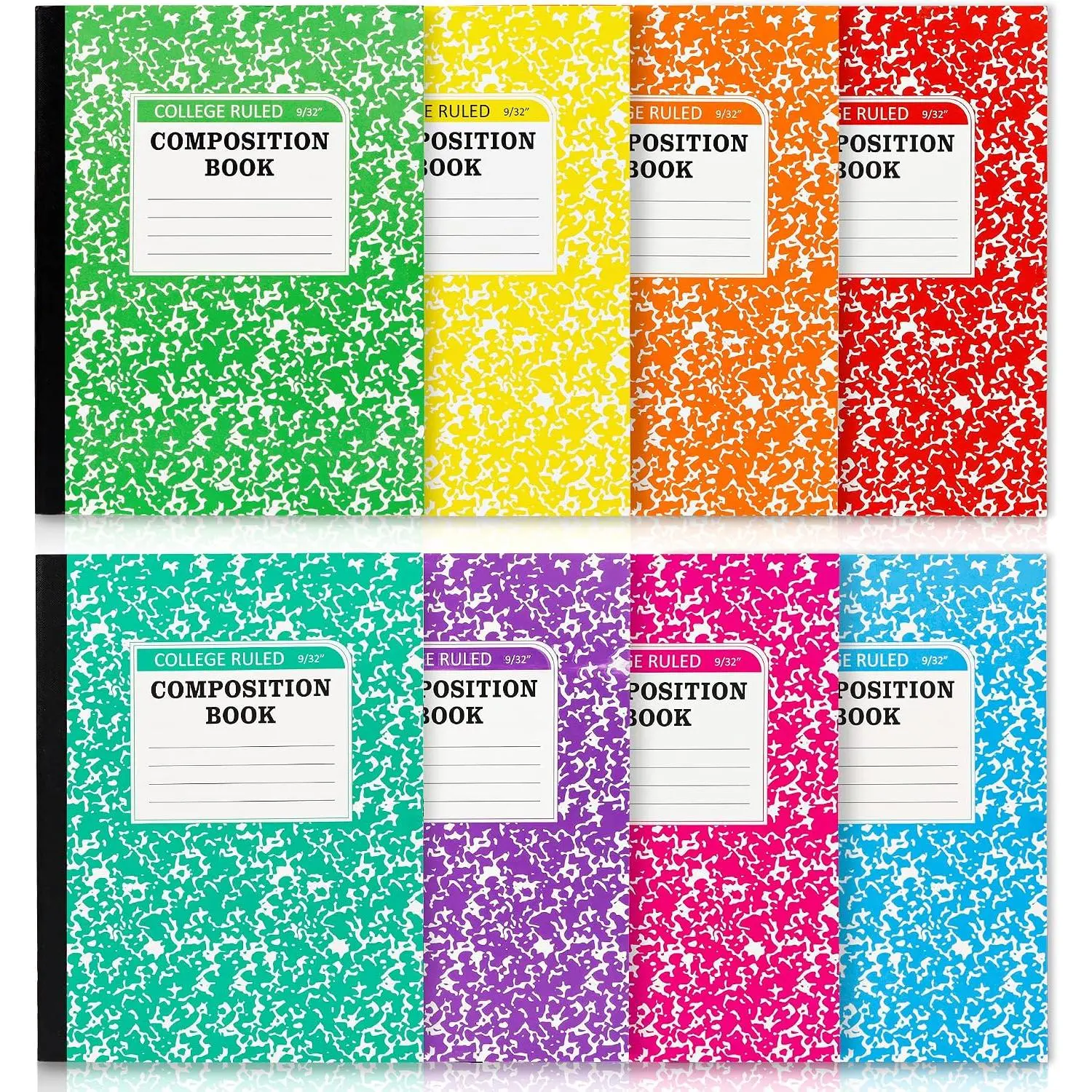 Composition Notebook, 8 Pack 8 Pastel Colors College Ruled Composition Books Bulk, Marble Cover Notepad Lined Cute Journal Notebooks for School Supplies Notes Taking Writing, 9.75 X 7.5 in