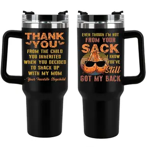 Father's Day Gift for Step Dad With Love 40oz Tumbler with Lid, Stainless Steel Insulated Vacuum Cup, Double Wall Coffee Travel Mug Gift for Dad Husband Men