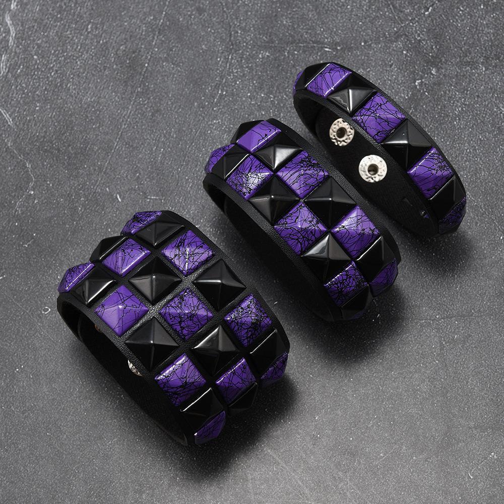 3Pcs/Set Fashion Contrasting Rivets Leather Wrist Friendship Big Wide Bracelet For Male Female Buckle Vintage Punk Jewelry
