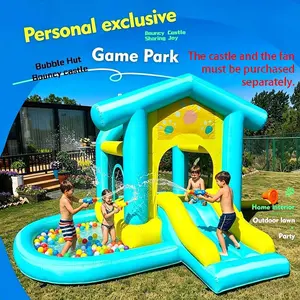 Home Use Small Inflatable Castle, Indoor Outdoor Kids Jumping Bed, Ball Pool and Slide Trampoline, Waterproof Oxford Fabric, Party Gift