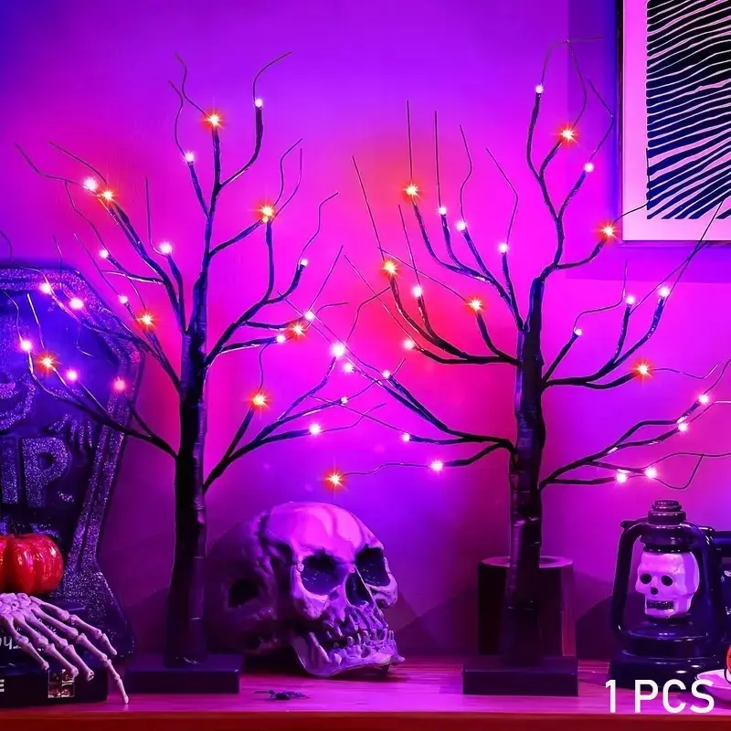 Halloween Decoration Light, 2026 New Tree Lamp, USB Battery Dual Power Indoor Decor, Dual Color LED Halloween Atmosphere Light, Festive Home Decor