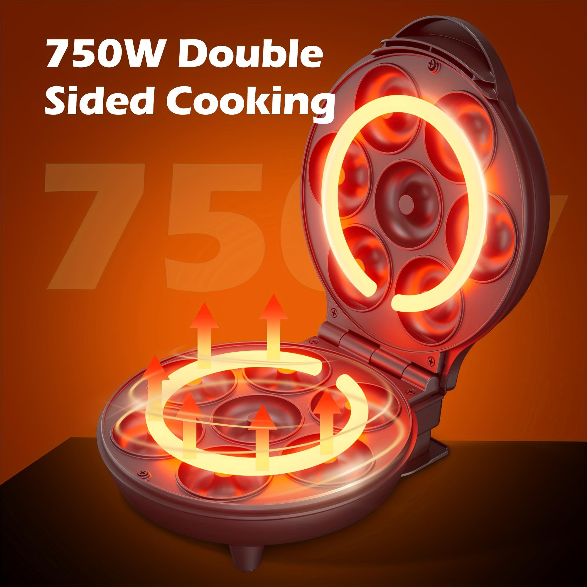 1pc Mini Donut Waffle Cake Maker, 7 Slots Home Baking Machine, Great For Breakfast, Snacks, Desserts And More