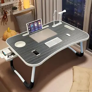 Ultra Large Portable Laptop Bed Table - Multi Functional Tray Holder with Cup Holder And Drawer, USB, Fan, And Light - Perfect for Eating, Reading, And Writing on Beds, Sofas, Floors - Stable, Durable, And FoldableAB16BoltCraft