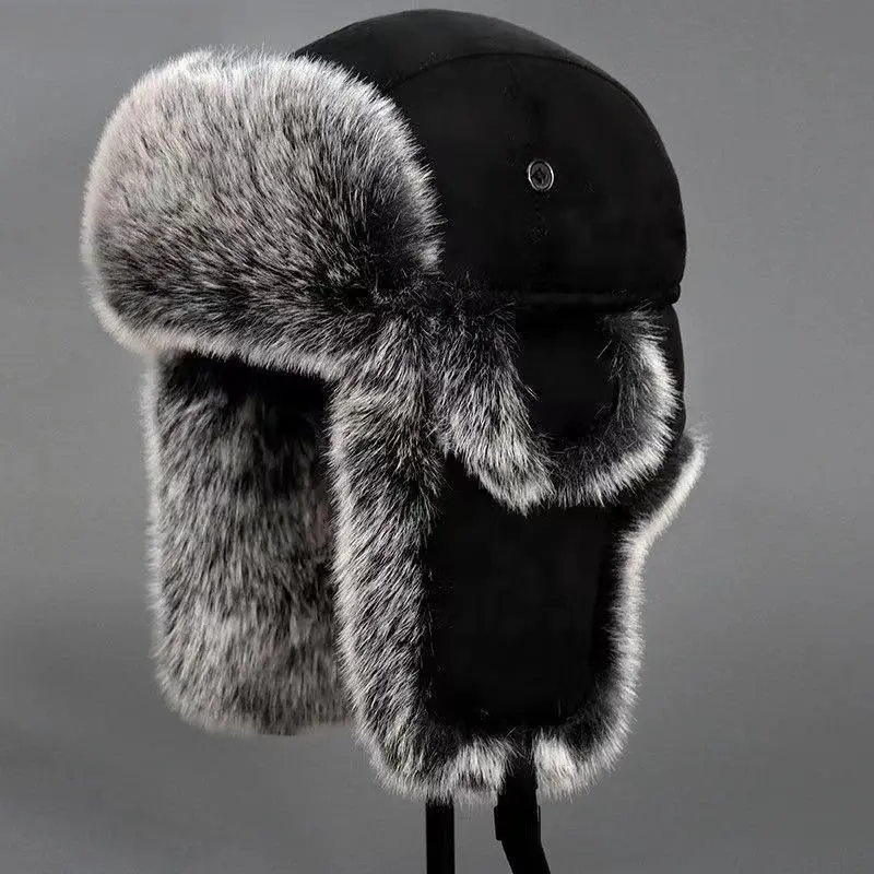 Unisex Faux Fur Trapper Hat, Ushanka Winter Hat with Ear Flaps, Lightweight Warm Windproof Aviator Cap with Adjustable Chin Strap for Men & Women, Cold Weather Commuting, Hiking, Skiing, Snowboarding & Outdoor Sports