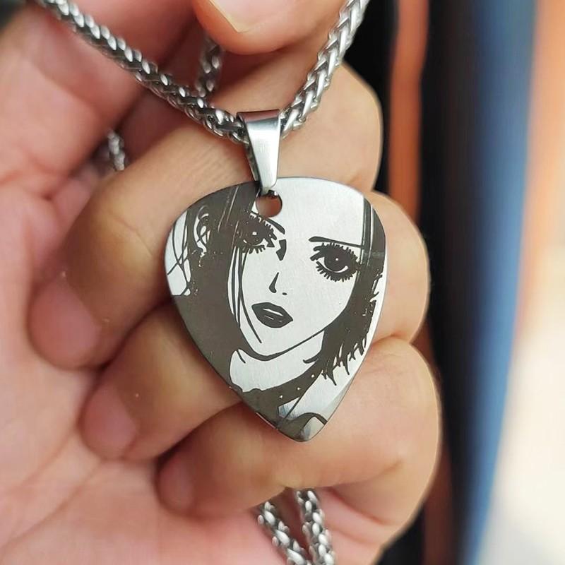 NANA Cosplay Anime Oosaki Nana ナナ Pendant Necklace Punk Men Women Alloy Chain Choker Guitar Pick Jewelry Accessories Fans Gift