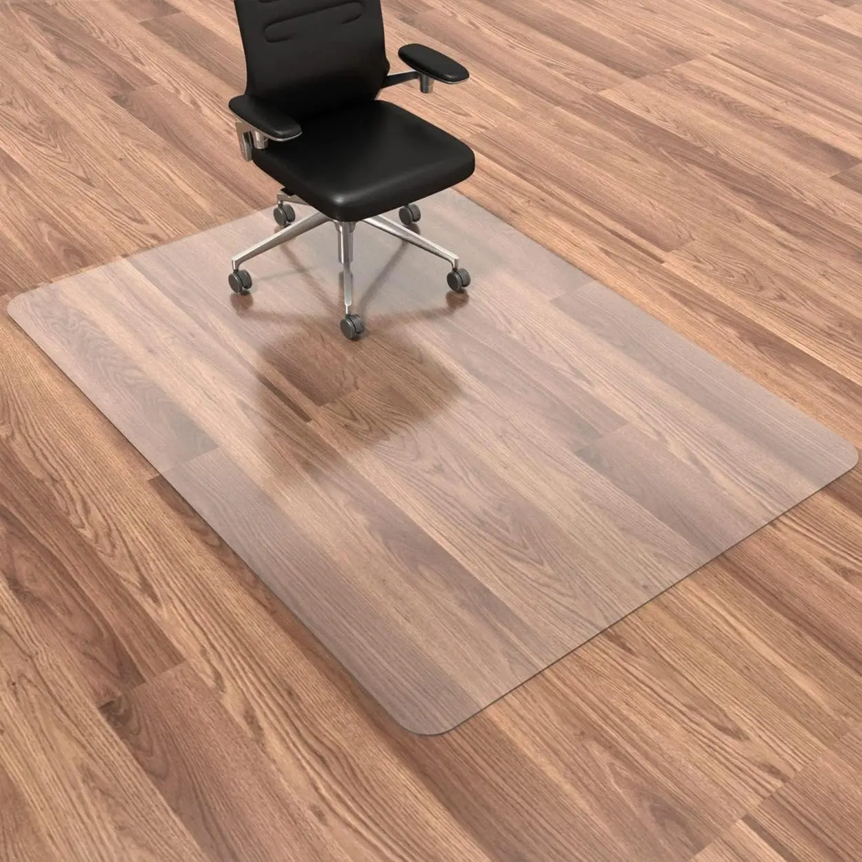 Universal work chair floor mat - Multi-size transparent plastic floor protector suitable for medium to long pile carpets, with a thick and sturdy design to ensure smooth rolling of chairs