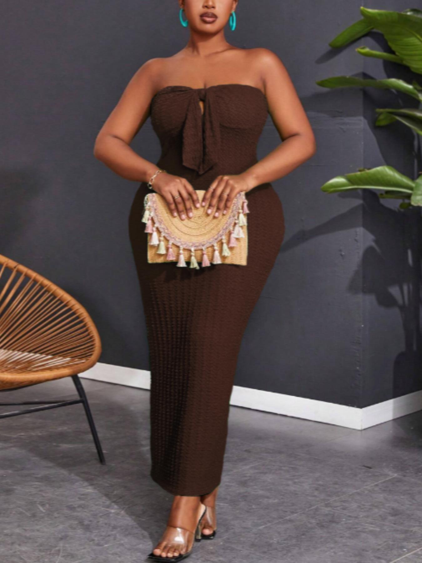 Women's Plain Tube Dress, Casual Bodycon Long Dress for Summer, Kids Clothes for Daily Wear, Womenswear, Sleeveless, Elegant Sleeveless Dress