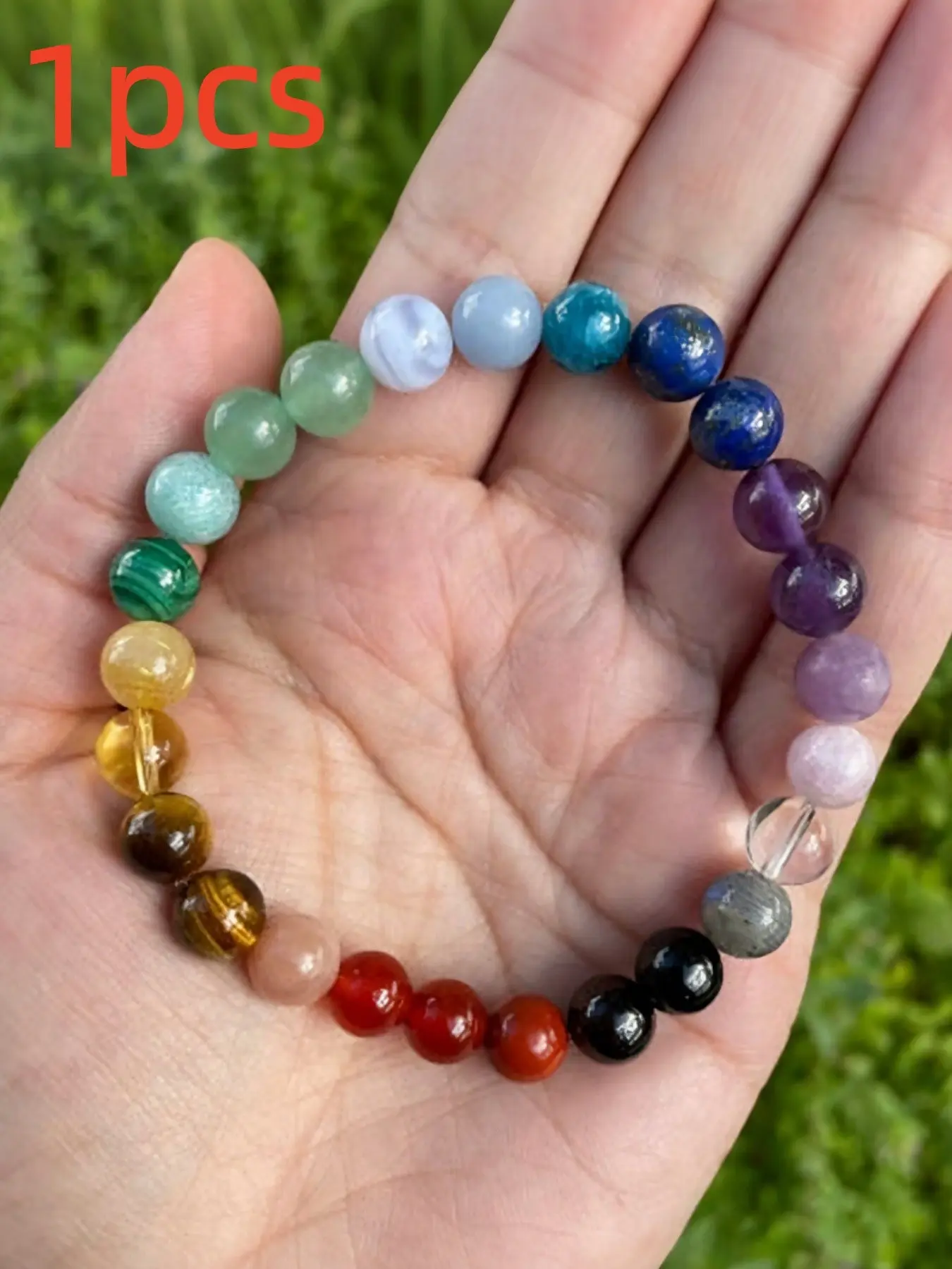 7 Chakra Energy Bracelet, Natural Healing Stone Beads, Anxiety Relief Crystal Wristband, Yoga Meditation Jewelry, Spiritual Wellness Accessory, Crystal Beaded