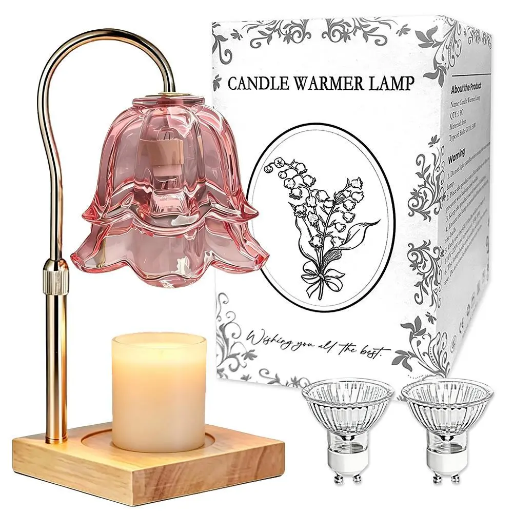 Decorative Glass Jar Candle Warmer Light with Timer, Dimmer & Automatic Power Off – Home Fragrance Home Supply for Women, Birthday Holiday Gift, Office Dorm Decor