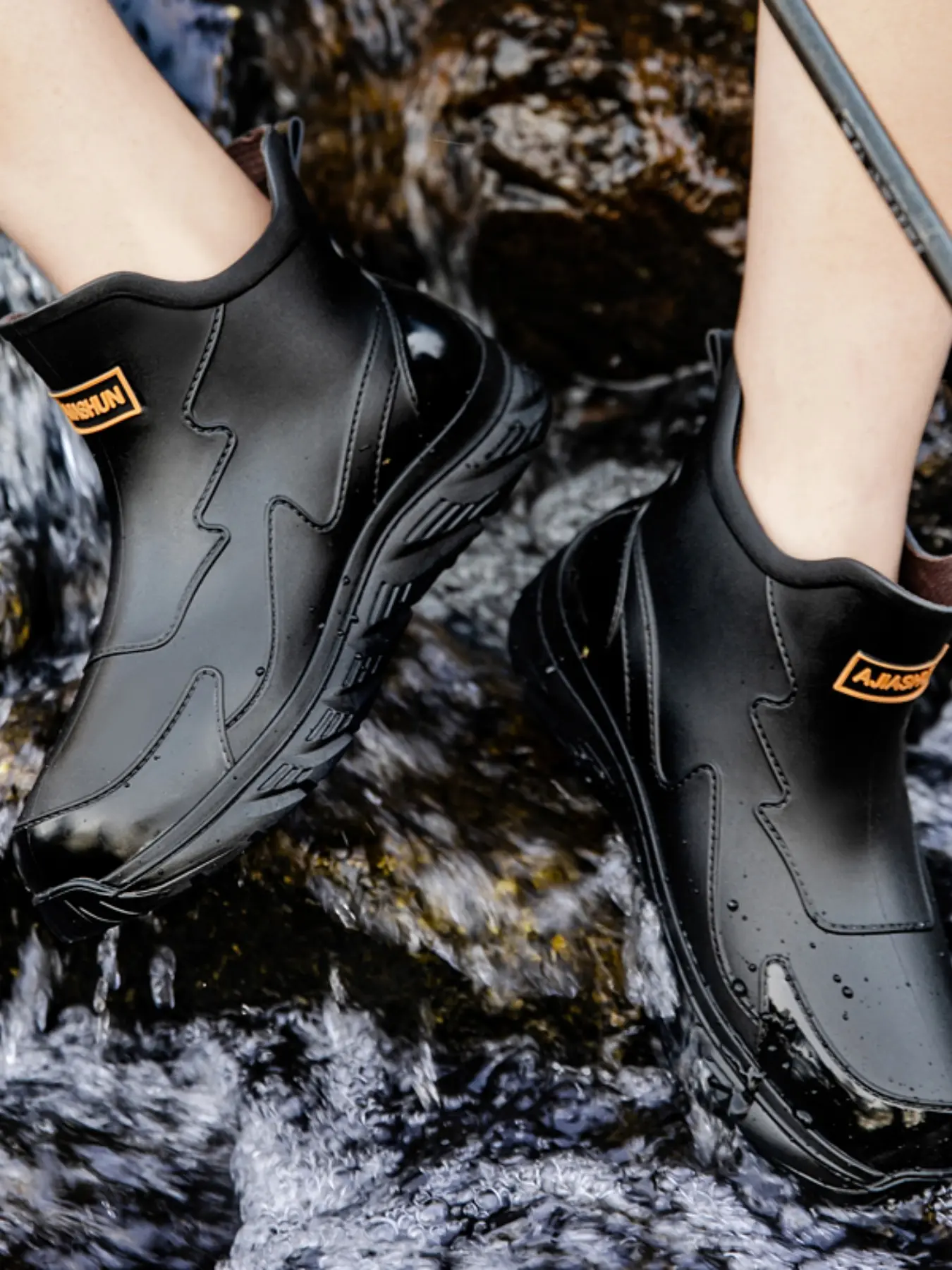 Men's Short Rain Boots, Lightweight Waterproof Non-Slip Thick Sole, Fishing Daily Use, Unisex Outdoor Water Shoes, Trendy New Arrival