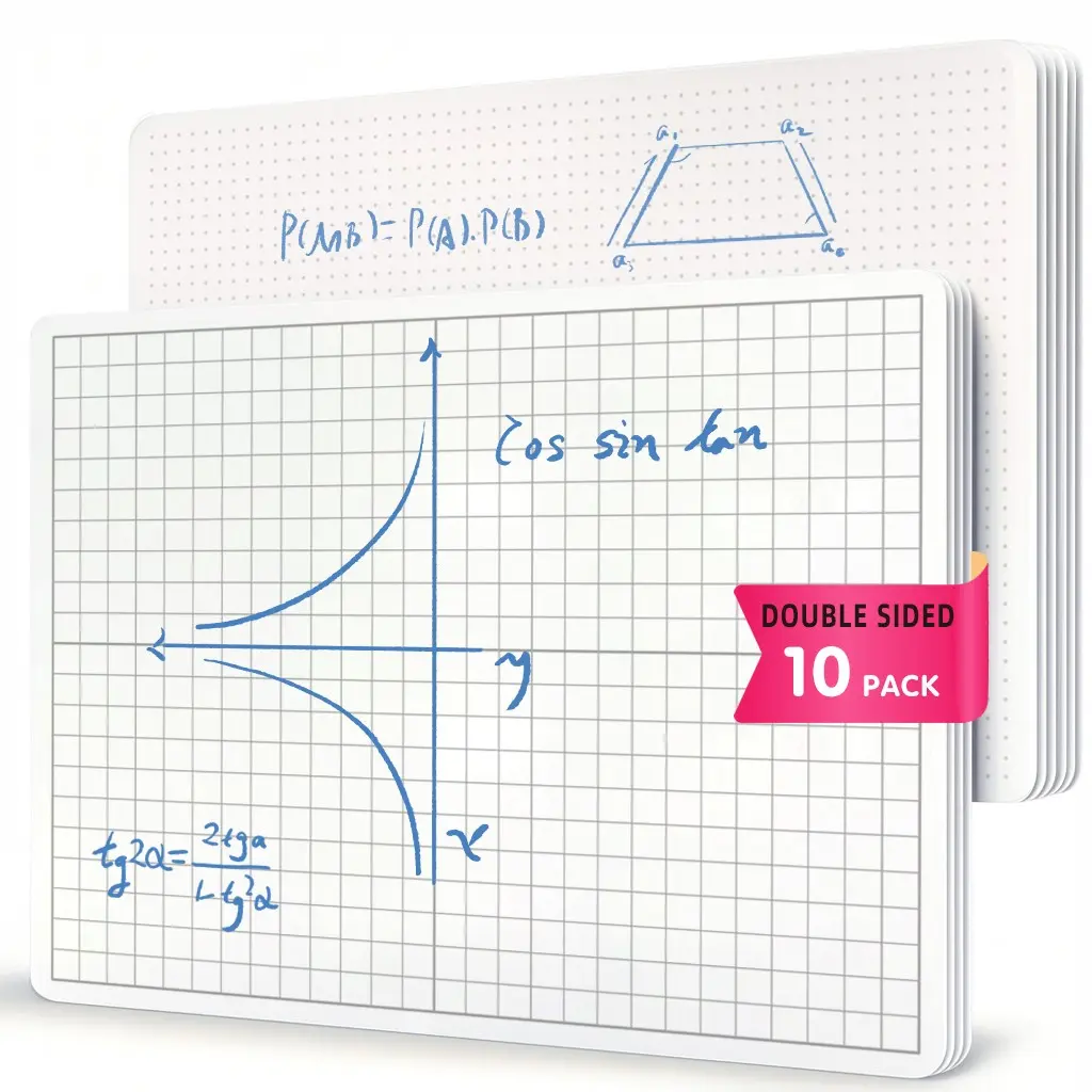 Double-Sided Erasable Whiteboard, Grid and Dot Matrix, Ideal for Math Teachers, Students, Home Tutoring, Mathematical Aid, Portable and Space-Saving